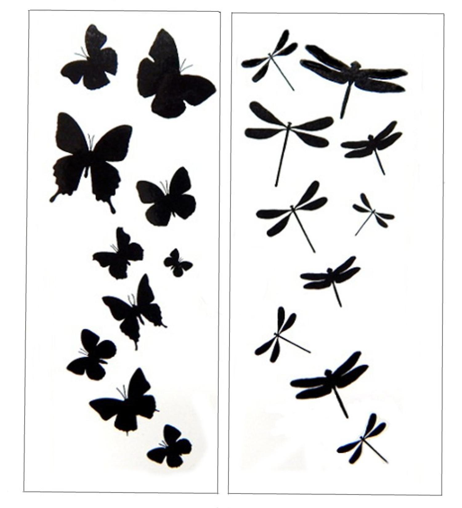 Premium Dragonfly & Butterfly Black Silhouette Tattoo - Shop Now - Buy Online on GoSupps.com