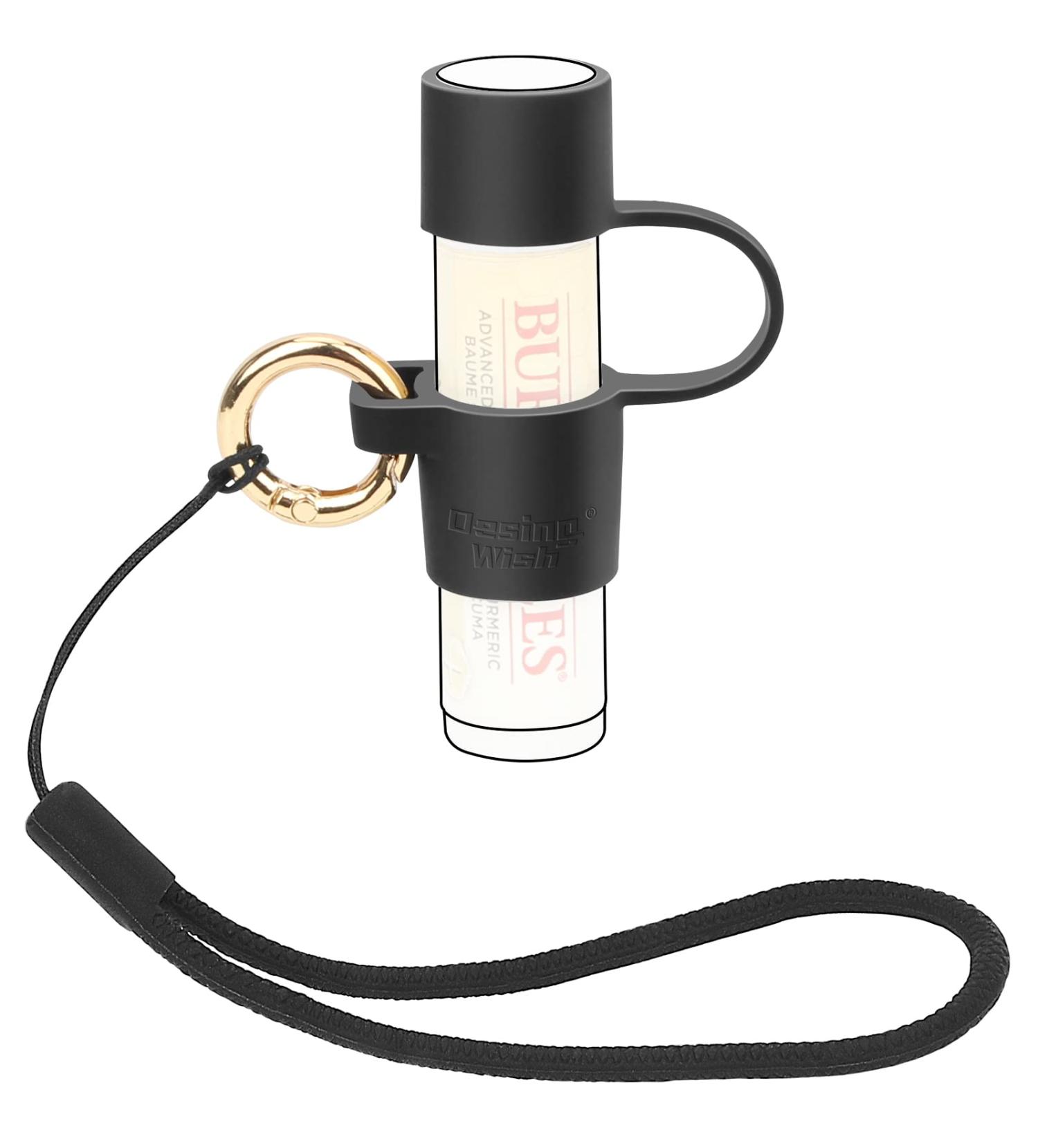 Desing Wish Silicone Lip Balm Holder with Cap Cover Chapstick Holder Keychain Sleeve Portable Lip Balm Key Chain with Key Ring and Wrist Strap Lanyard - Black - Buy Online on GoSupps.com