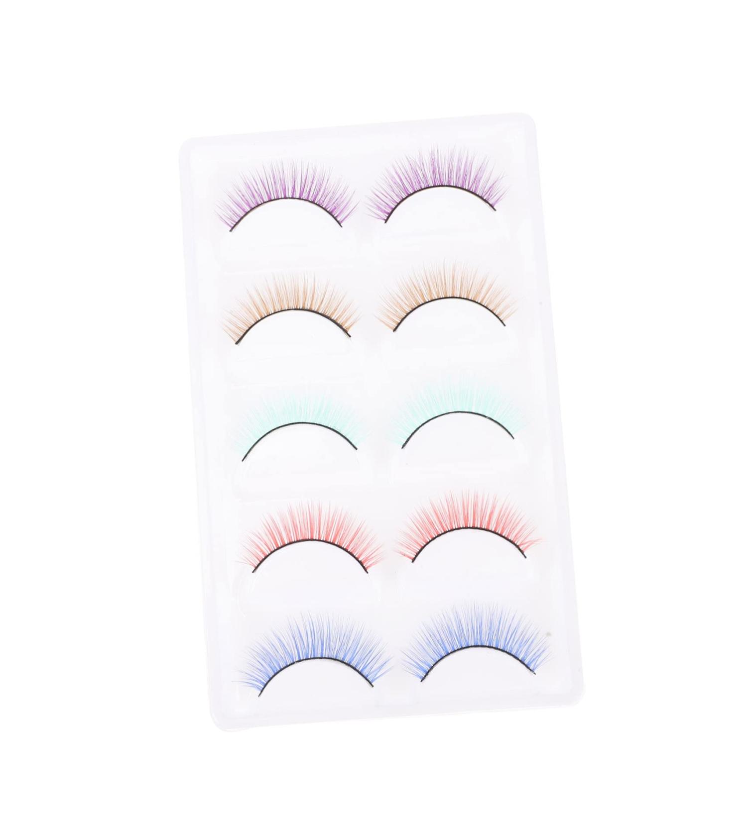 Healeved 5 Pairs Colored False Eyelashes Makeup Curly Eyelashes Faux Eyelashes False Lashes Fake Eyelashes Women Eyelashes Extensions Stage Eyelash Cosmetics Artificial Fiber Miss Make up - Buy Online on GoSupps.com