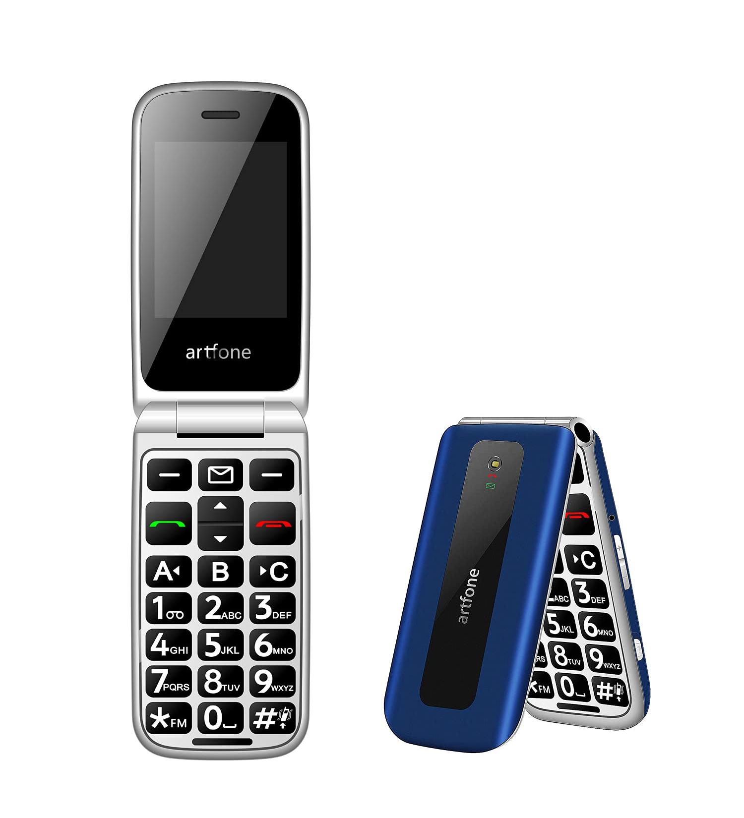 Artfone F20 Big Button Mobile Phone for Elderly - Sim Free, Easy to Use, SOS Button, Torch, FM Radio - 2.4 LCD Display - Blue - Buy Online on GoSupps.com