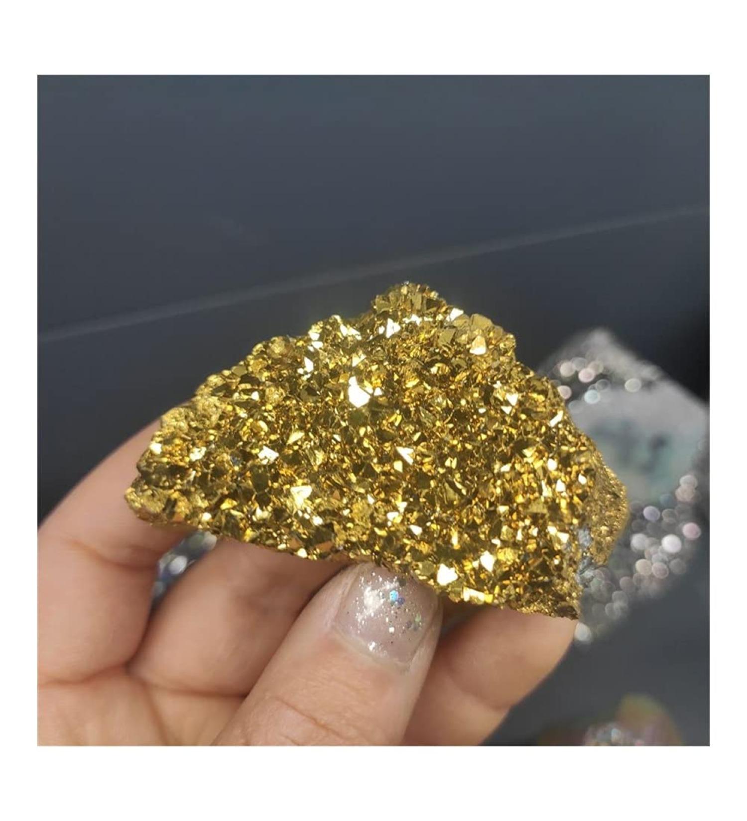 Natural Crystal Rough Home Decor 1pcs Natural DIY Materials Making Electroplating Gold Raw Gemstone Crystal Cluster Titanium Geode Gifts Specimens Reiki 80-100g - Buy Online on GoSupps.com