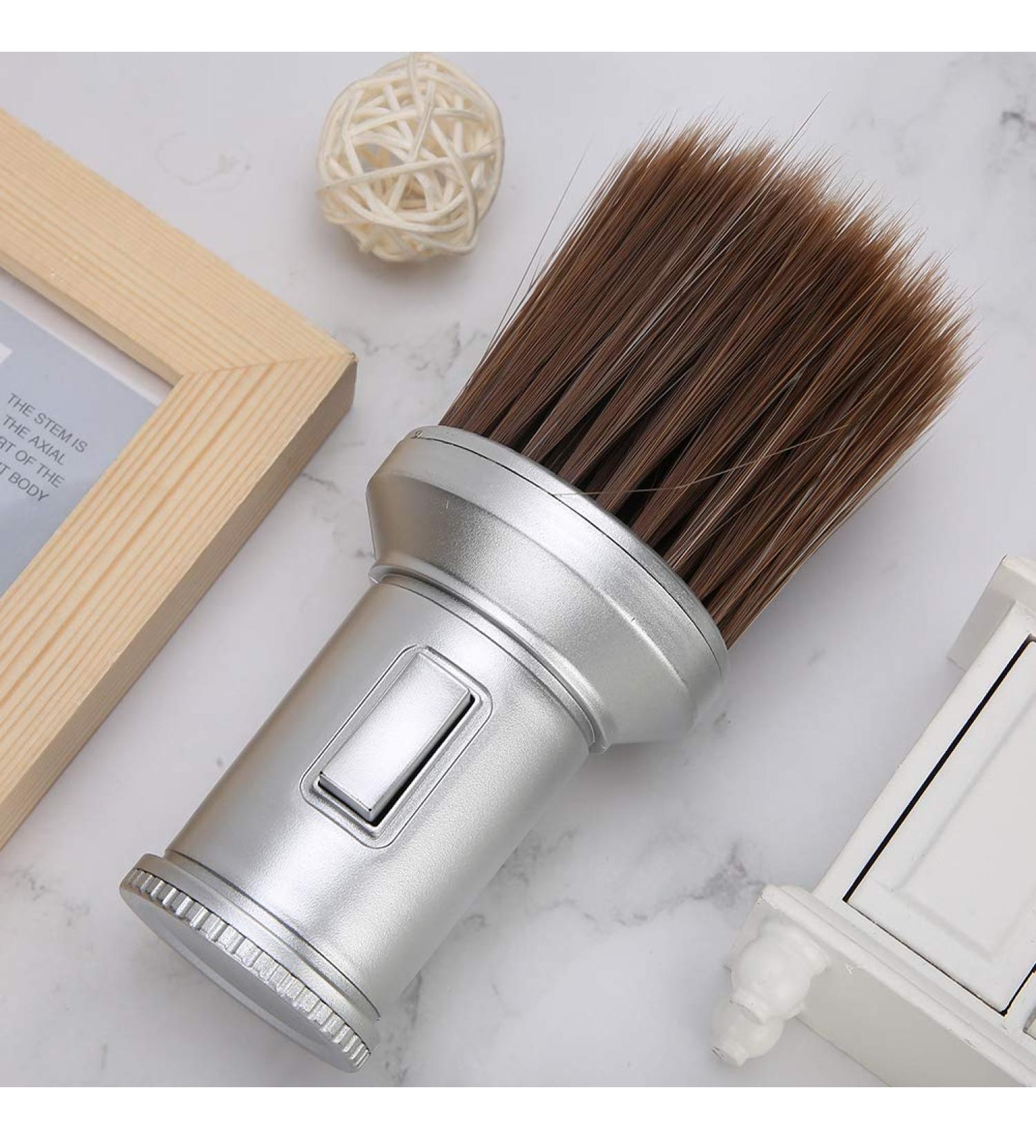 Multifunctional Comb Brush for Broken Hair & Beard - Silver Neck Dust & Shaving Brush for Barber Shops - Buy Online on GoSupps.com