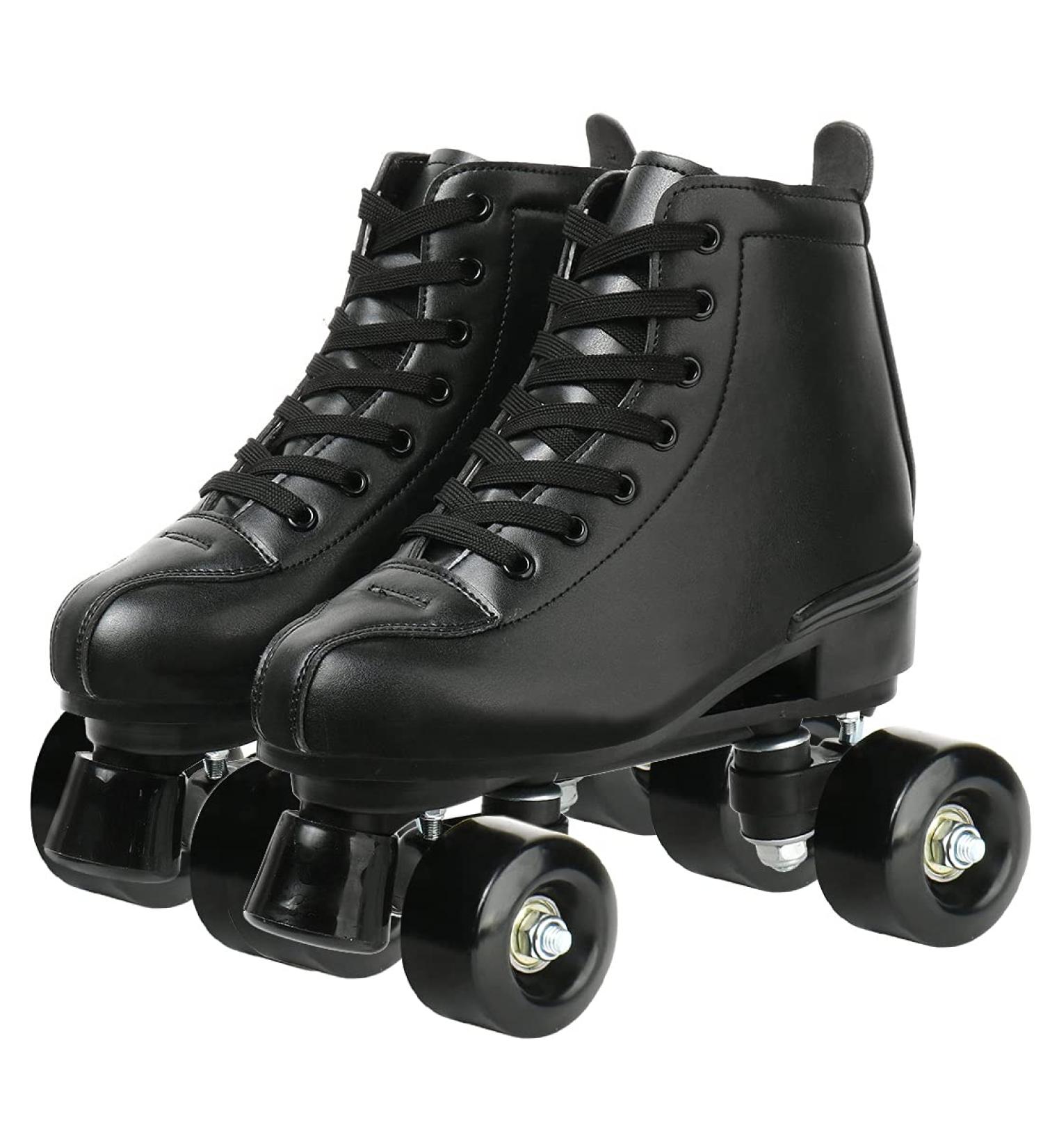 XUDREZ Classic High-Top Double-Row Leather Roller Skates | Men's Size 5 / Women's Size 6.5 | Black Wheels | Size 37 - Buy Online on GoSupps.com