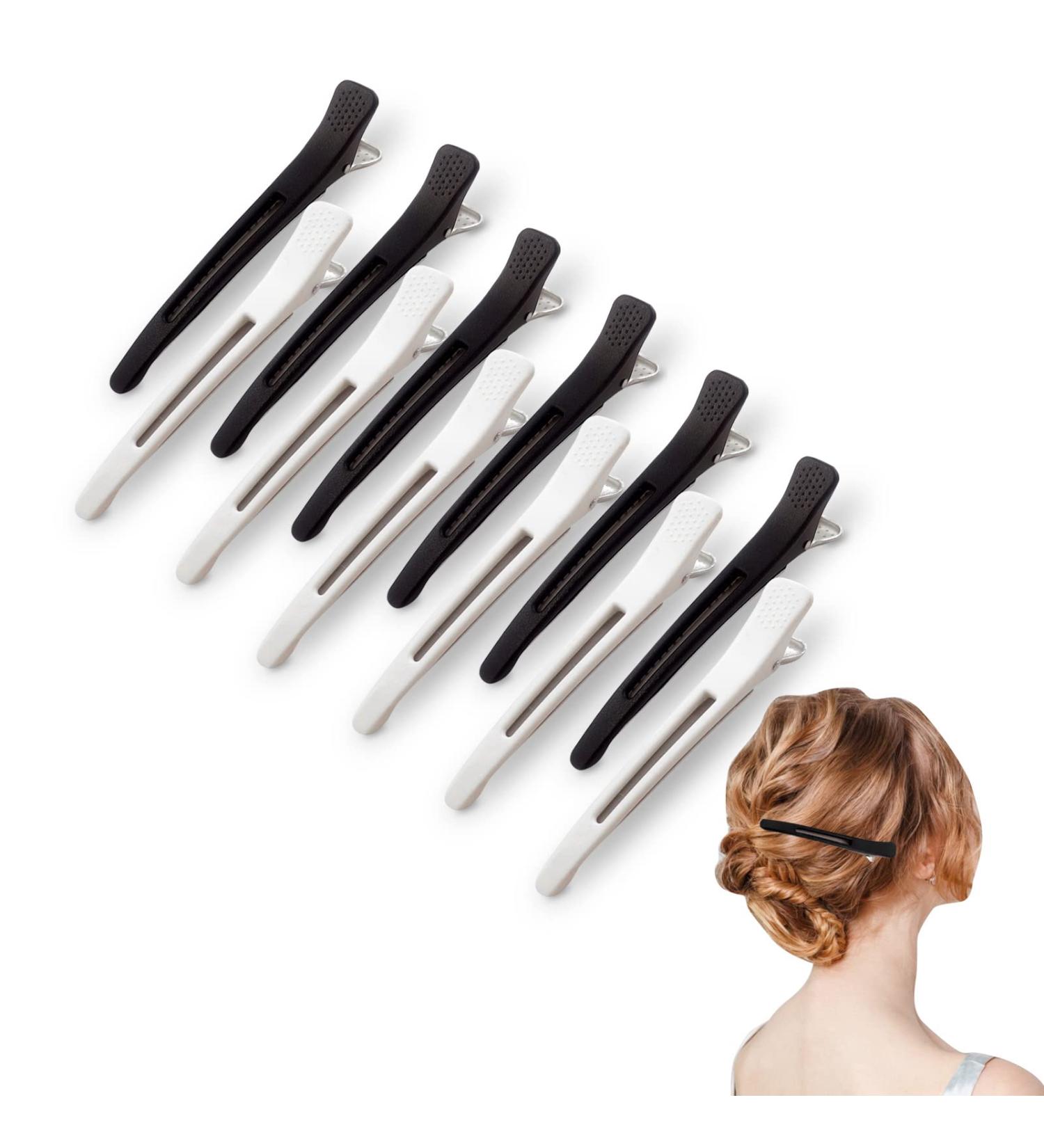 12 Piece Hair Clamps Set - Black & White Slipproof Hair Clips for Women | No-Trace Hairpins for Cutting & Styling - Buy Online on GoSupps.com