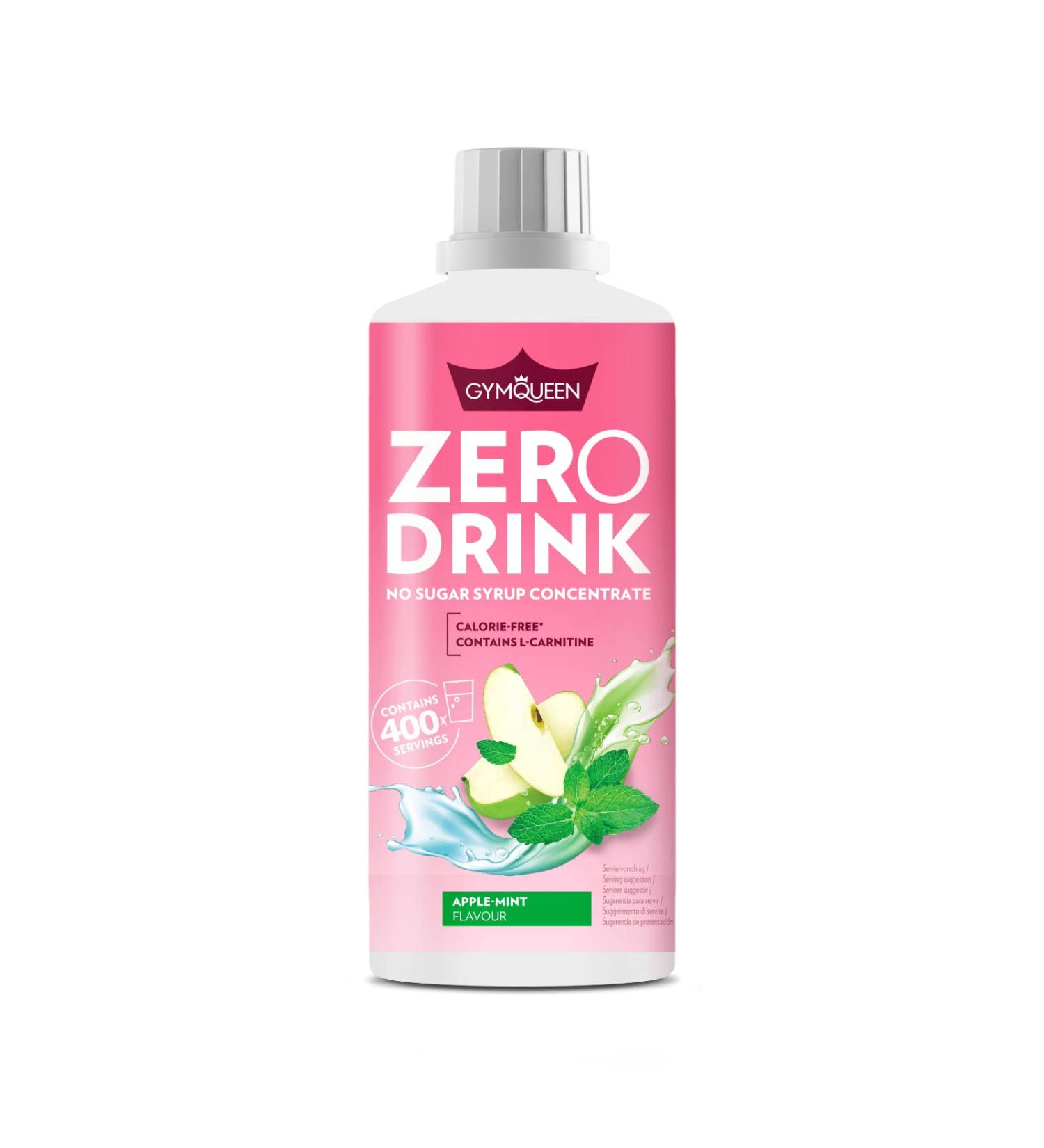 Gymqueen Zero Drink Apple Mint 1000ml - Low-Calorie Sugar-Free Beverage Concentrate with B Vitamins & L-Carnitine | Buy Now - Buy Online on GoSupps.com