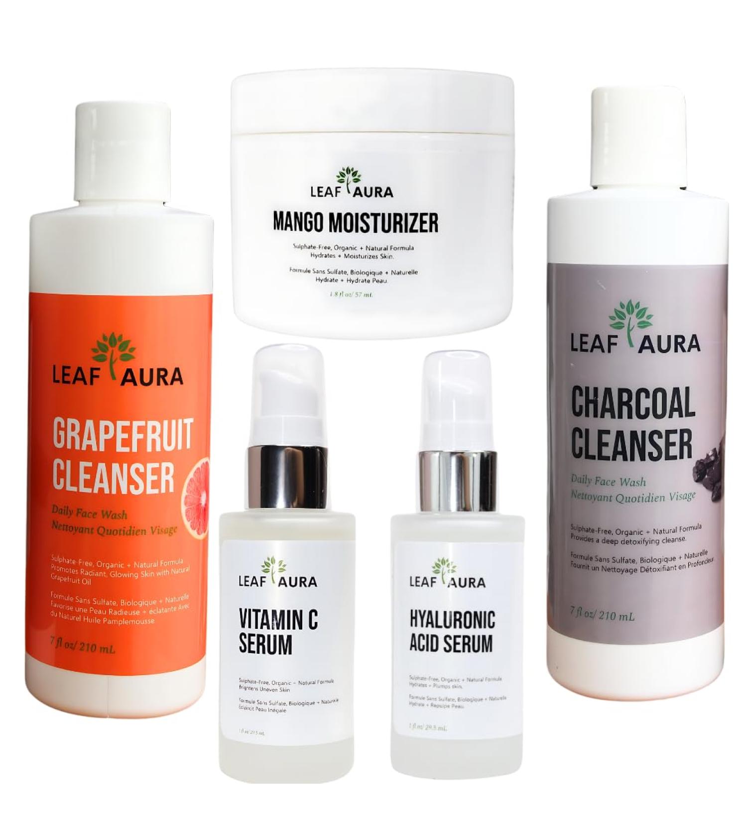 Premium Skin Care Products Combo - Charcoal & Grapefruit Cleanser Vitamin C Serum Hyaluronic Acid Mango Moisturizer - Natural & Organic Formula - Buy Online on GoSupps.com