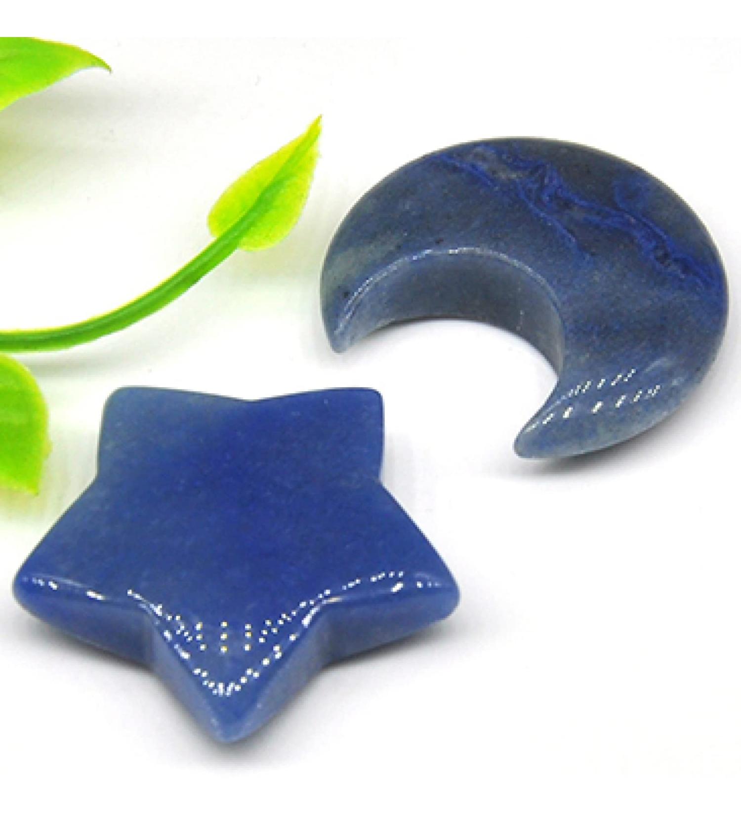 A Pair Gemstone Carved Moon and Star Shaped Couple Necklace Pendants Natural Stone Crystals Polished Figurine Craft Gift JZIGTDEM (Color : Blue Urine Size : 1pair 1.18in) - Buy Online on GoSupps.com