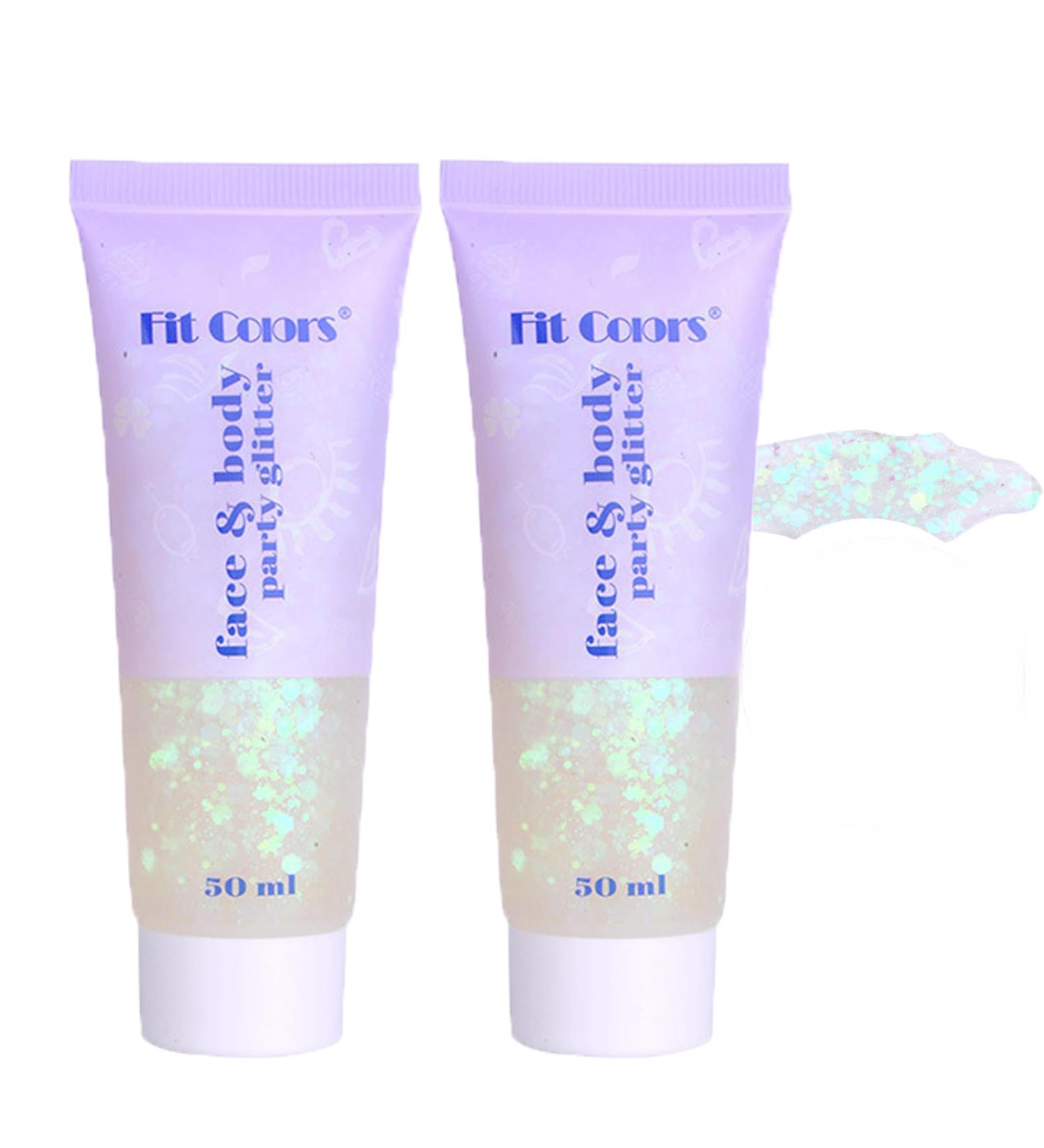 Mermaid Sequins Body Glitter Gel - 50ml (2PCS Silver) | Chunky Glitter for Face, Hair, and Nails - Perfect for Christmas Parties and Festivals - Buy Online on GoSupps.com