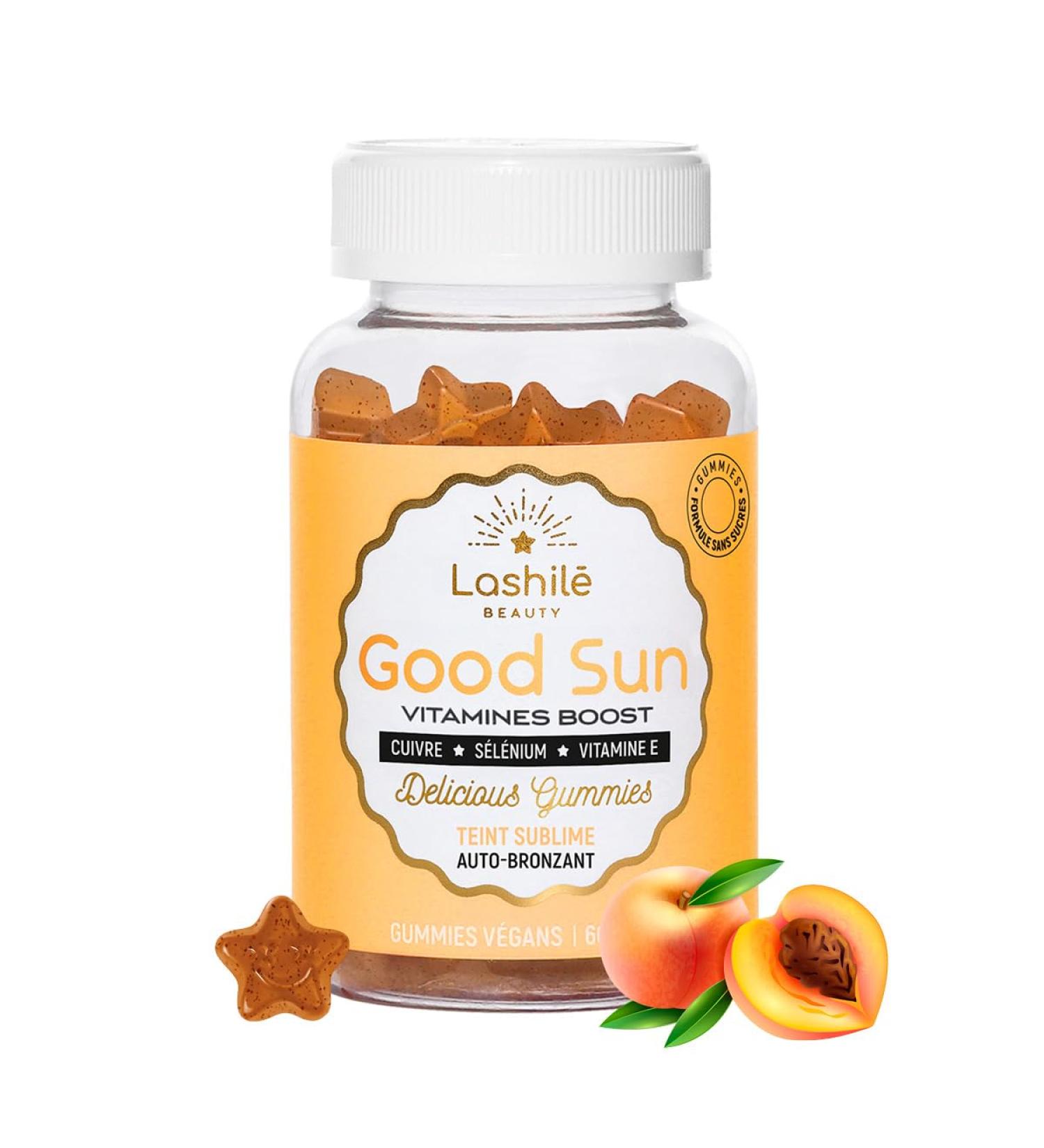 Lashil Beauty - Good Sun - Food Supplements - Self-Tanning and Sun Preparer - Proven Effectiveness - Made in France - Vitamin E Beta-Carotene Vitamin A - 60 Gummies - Buy Online on GoSupps.com