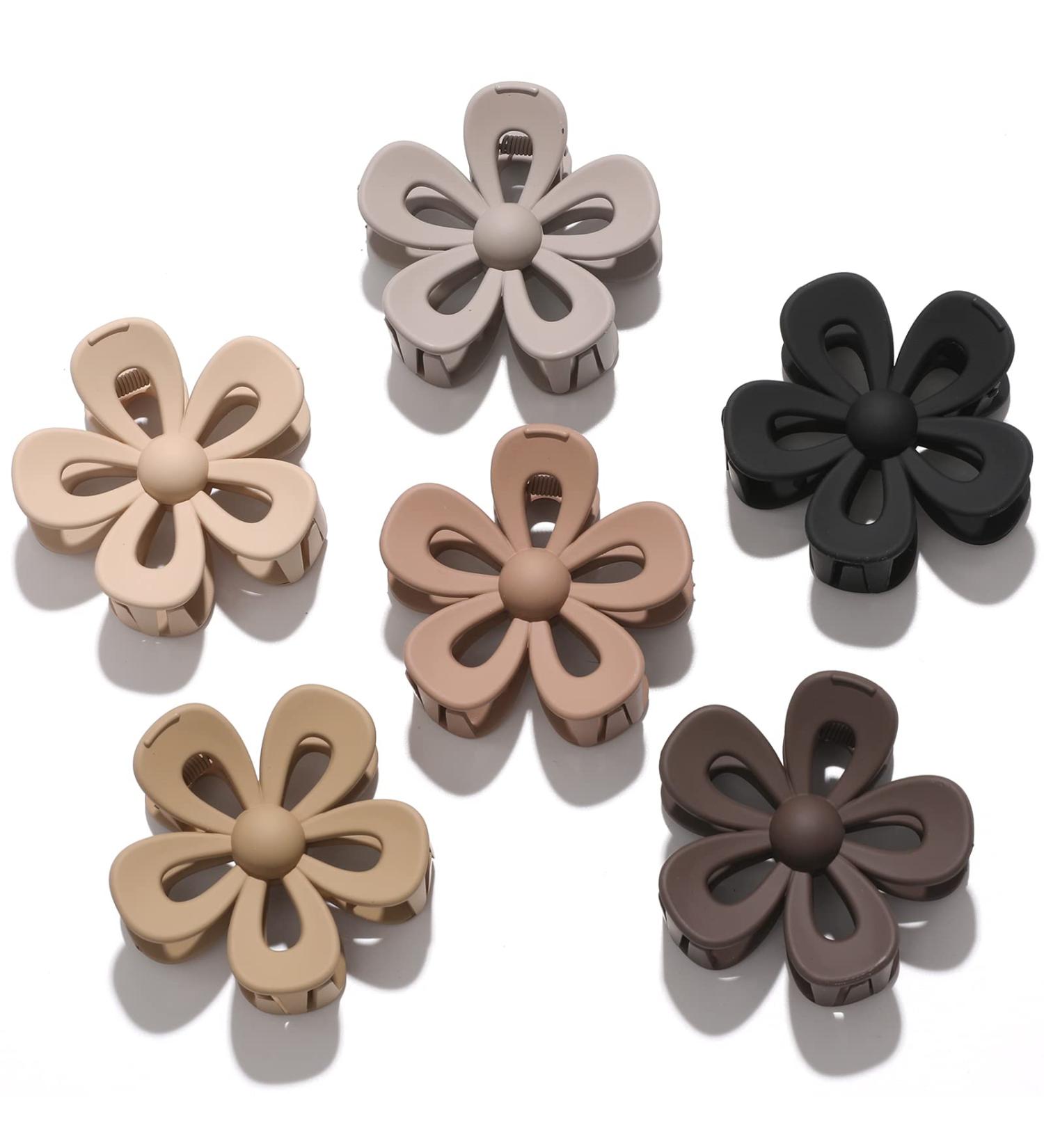 Daisy Flower Hair Clips for Women Girls - 6 Pack Medium Claw Clips for Thick Thin Hair - Non Slip Matte Neutral Jaw Clips - Brown - Buy Online on GoSupps.com
