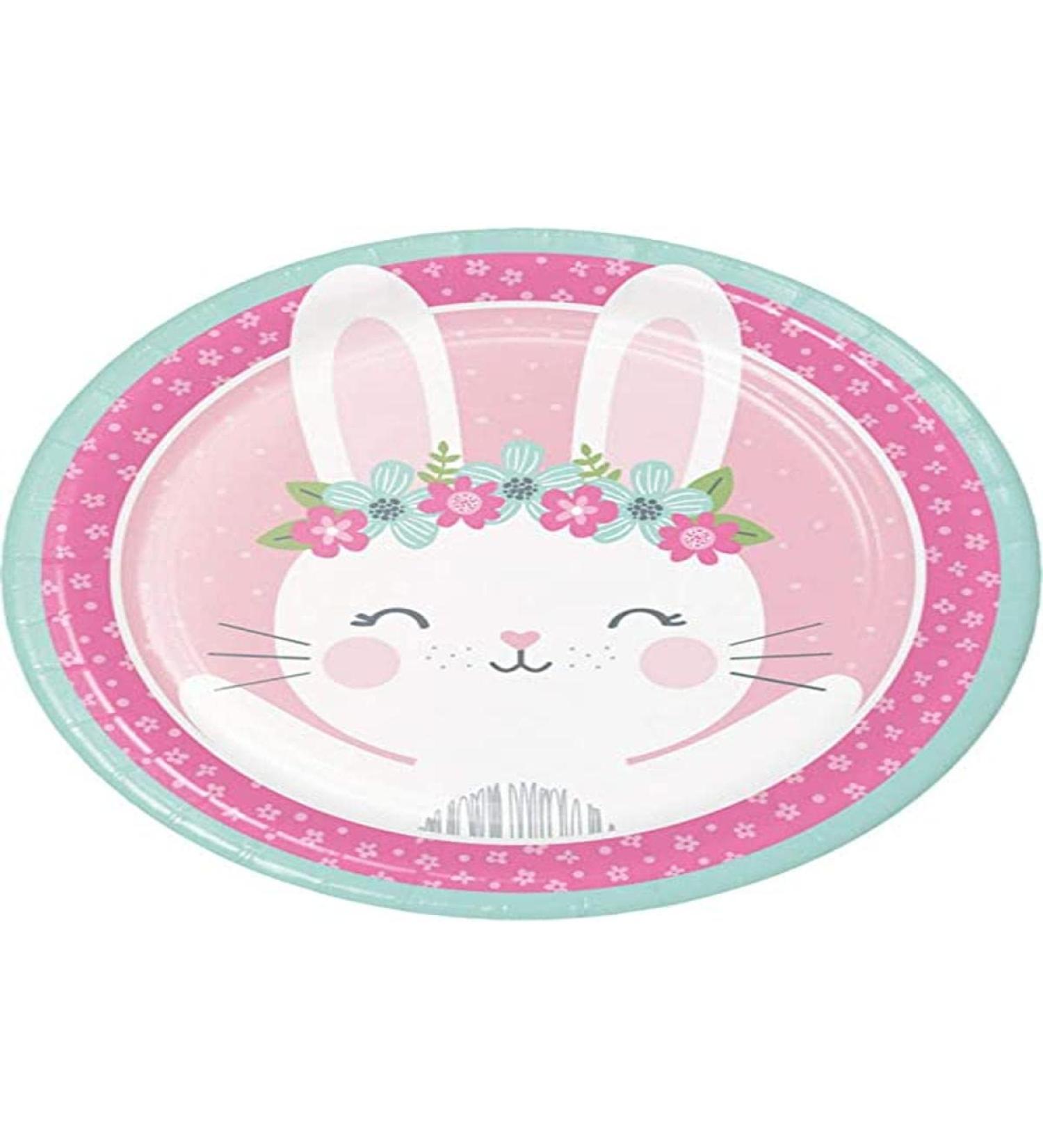 Creative Converting Party Supplies Bunny Party Paper Plates Plate Dinner Multicolor 8.75" 8ct