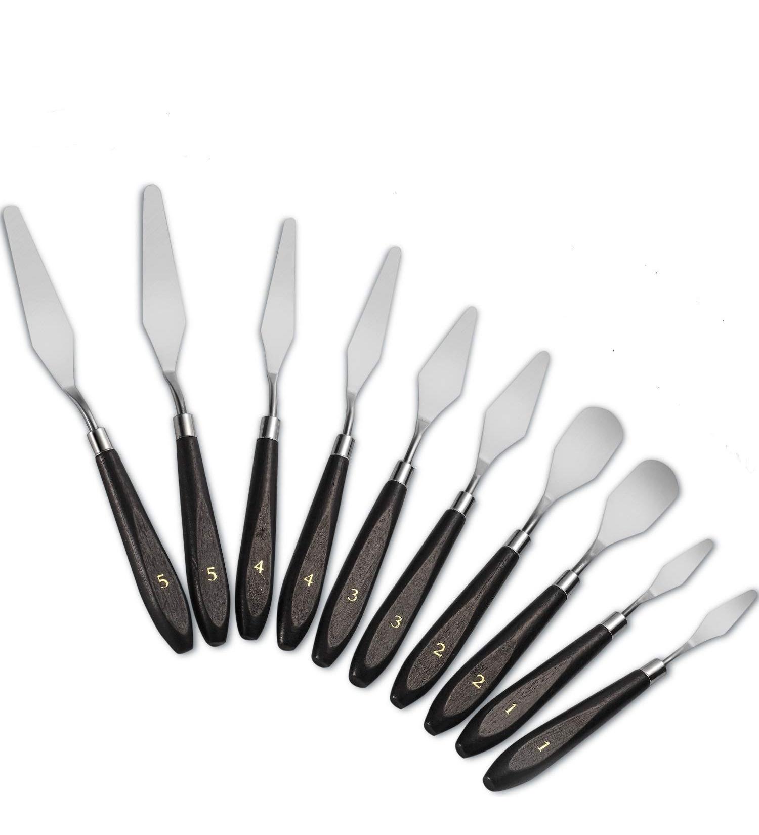 10-Piece Stainless Steel Painting Knife Set for Oil Paint Color Mixing - Wood Handle Spatula Palette Knife Mixing Scraper - 2 Pack - Buy Online on GoSupps.com