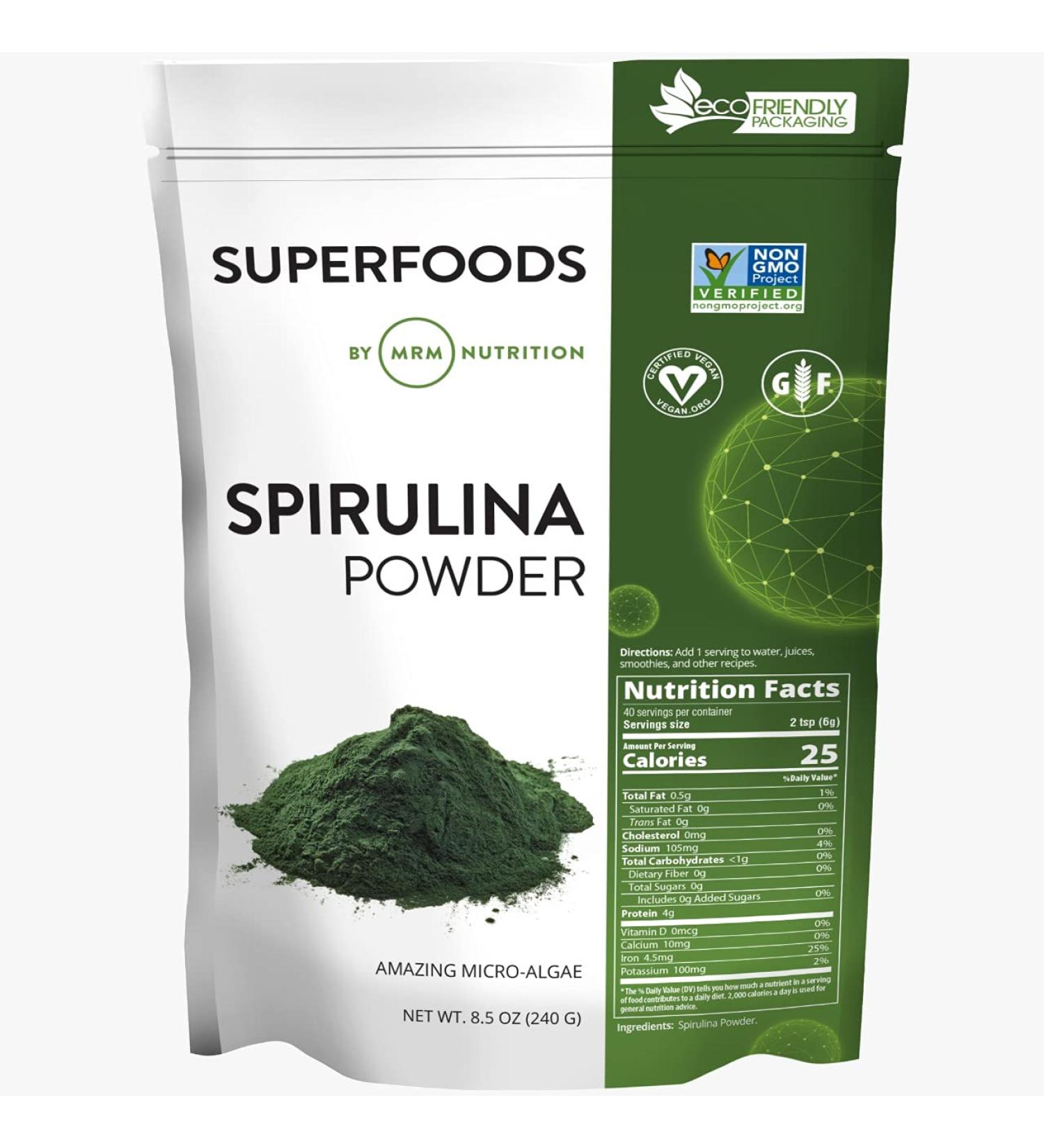 MRM Raw Spirulina Powder 8.5 oz - Organic Superfood for Energy & Nutrition - Buy Online on GoSupps.com
