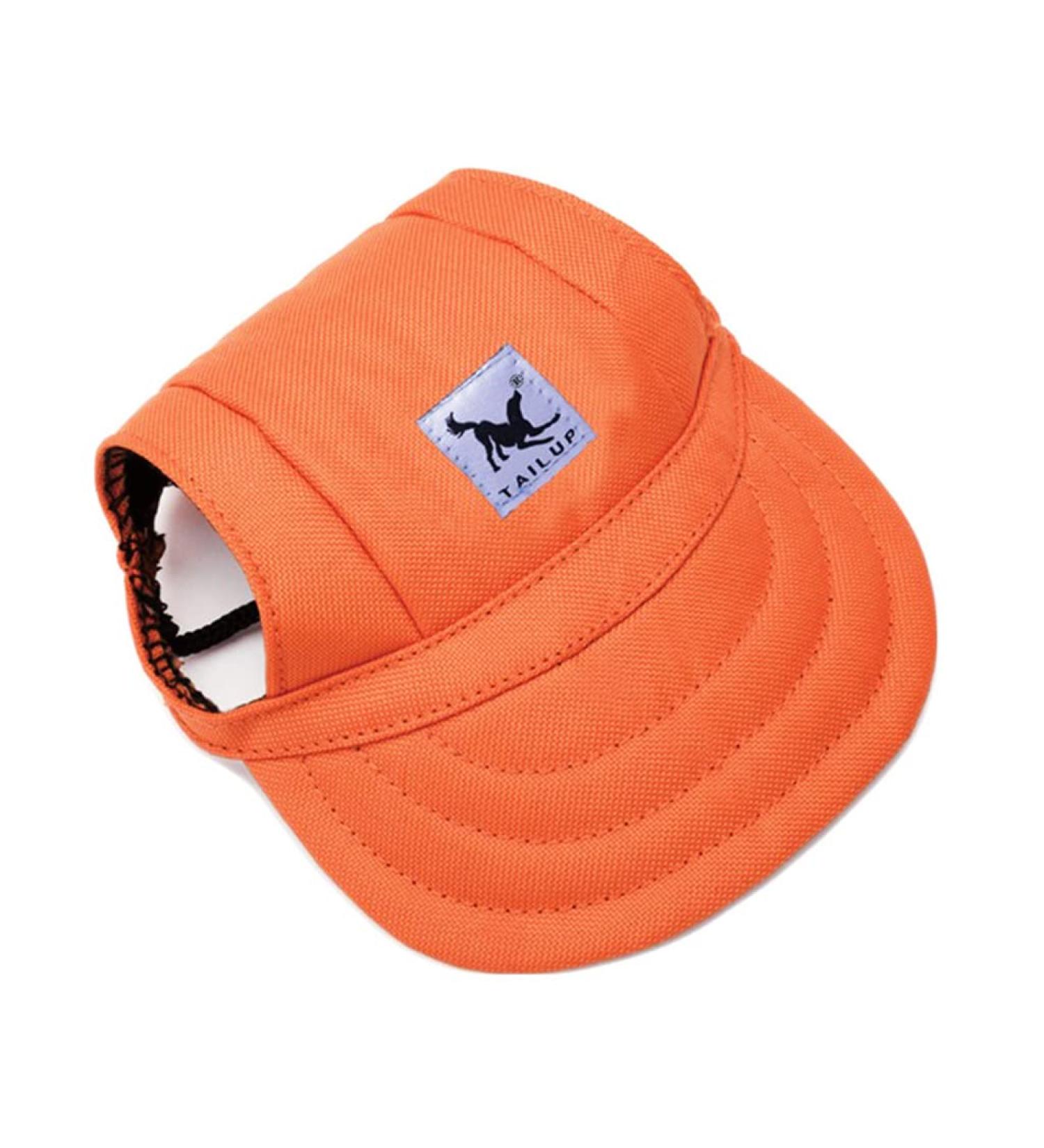 Bbeart Pet Hat Orange Leisure Visor & Baseball Cap for Small Dogs with Ear Holes & Chin Straps (Size M) - Perfect Sun Hat for Sports - Buy Online on GoSupps.com