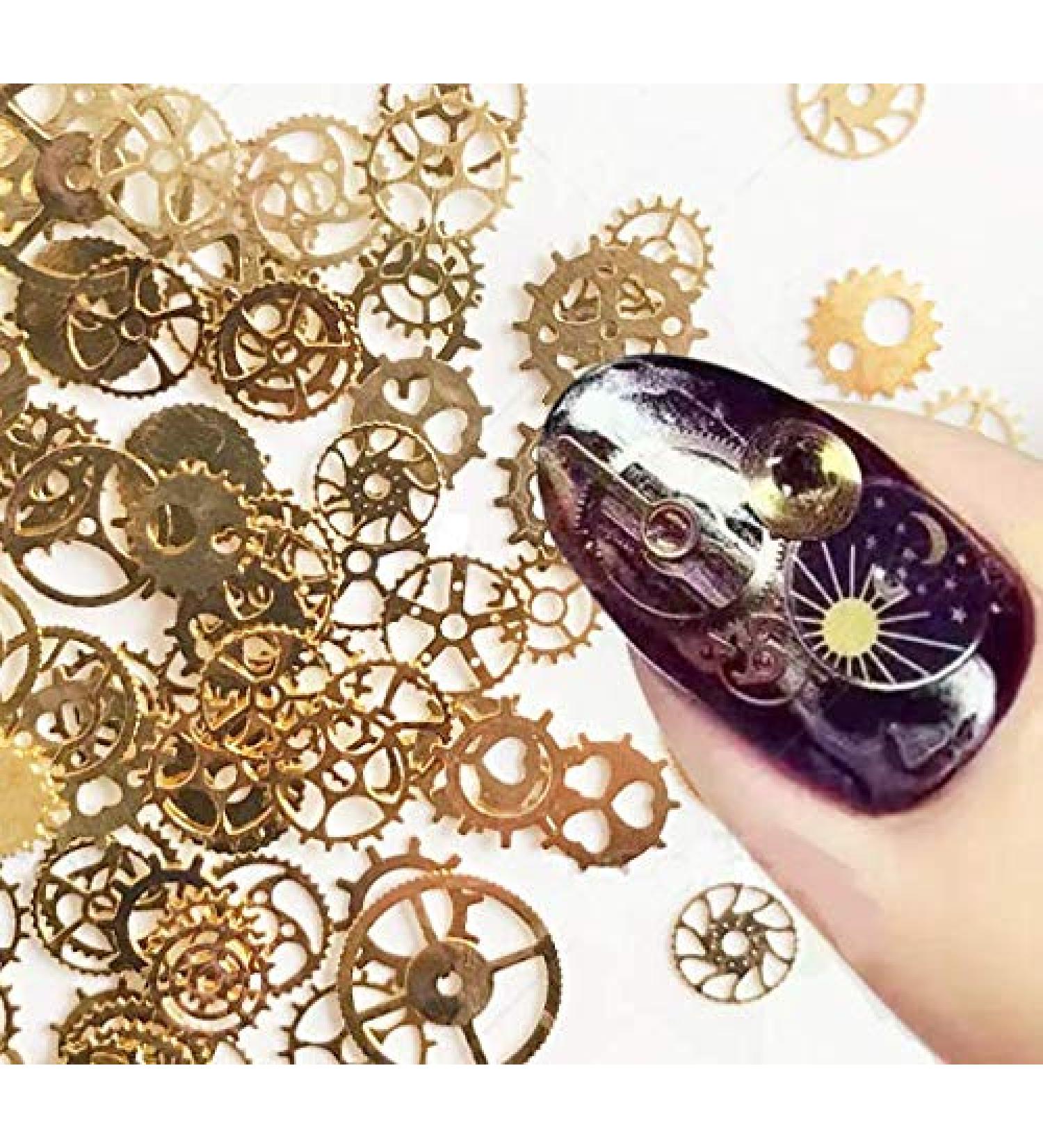 Ultra-Thin 3D Punk Time Gears Nail Studs | Alloy Nail Art Decorations - 100 Count - Buy Online on GoSupps.com