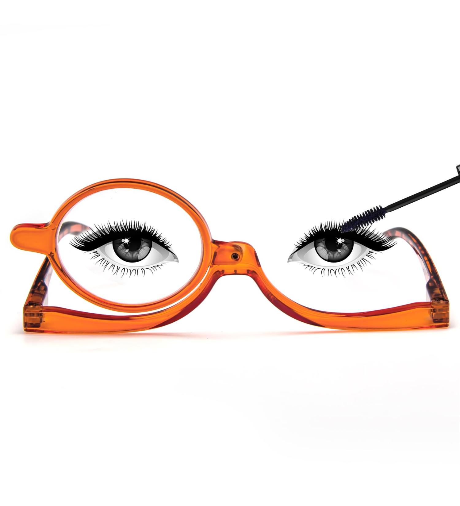 MMOWW Makeup Reading Glasses Magnifying Makeup Glasses for Womens with Flip-Down Single Lens Rotating Glasses (Orange 1.5) Orange 1.5 x - Buy Online on GoSupps.com