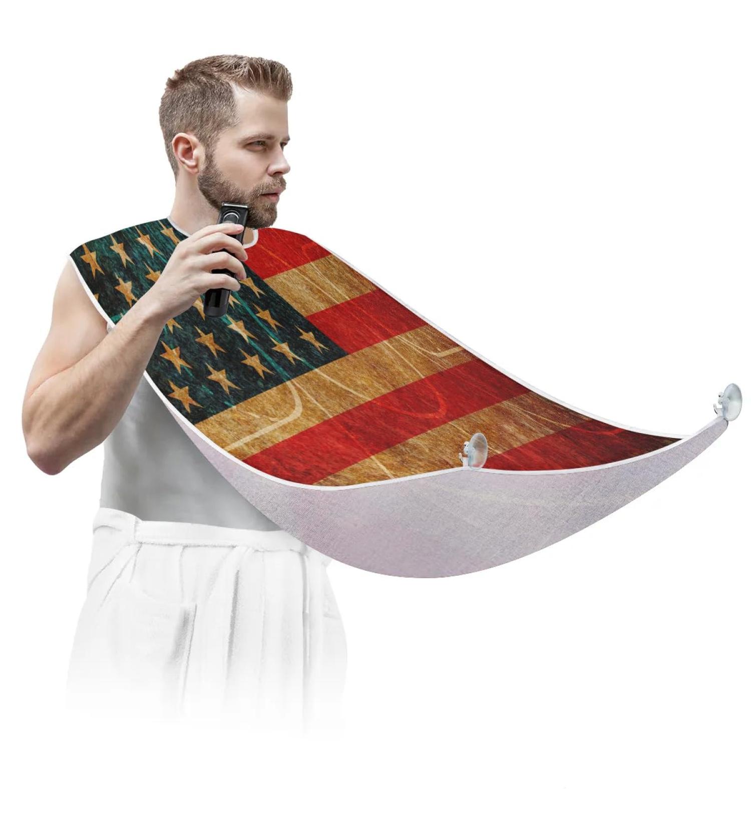 Beard Bib Apron for Men | Waterproof Hair Catcher & Grooming Cape | USA Flag Basketball Design - Buy Online on GoSupps.com