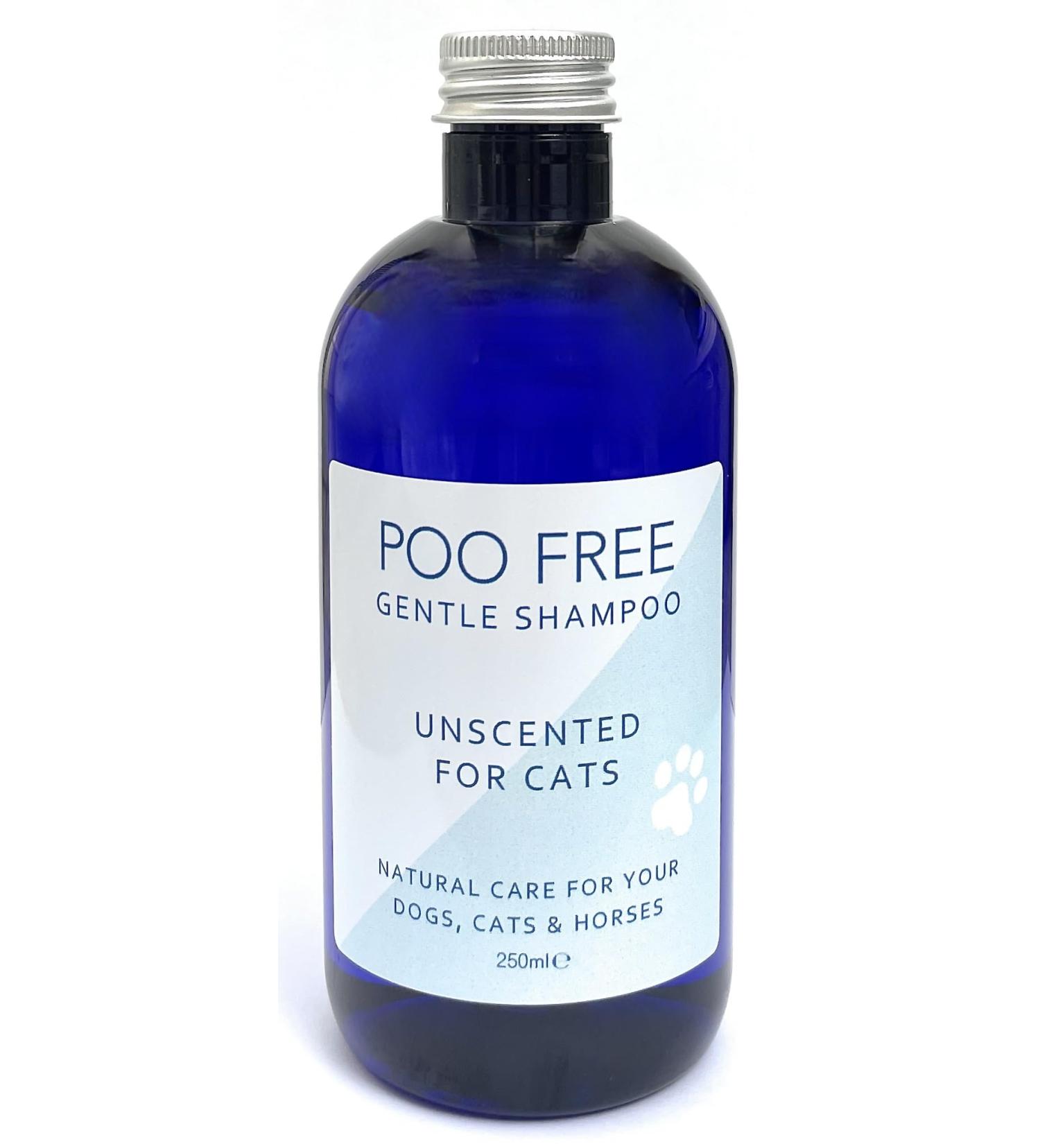 Poo Free Cat Shampoo - 99% Natural, Unscented for Sensitive Cats | Sulfate/Parabens Free, Soothes Itchy Skin - pH Balanced 250ml - Buy Online on GoSupps.com