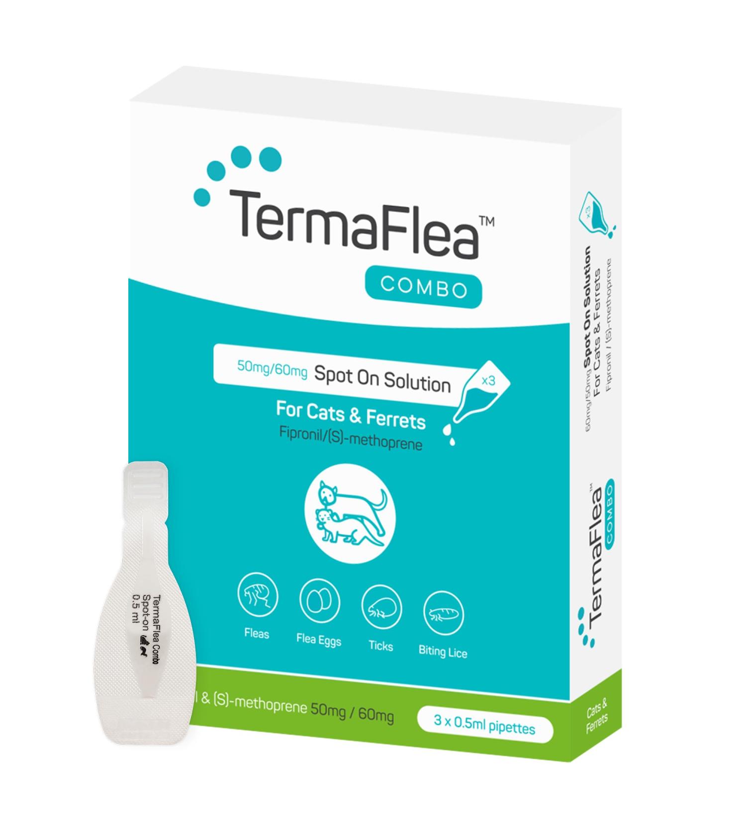 VioVet TermaFlea COMBO Flea & Tick Spot On Solution for Cats & Ferrets - 3 Pipettes - Buy Online on GoSupps.com