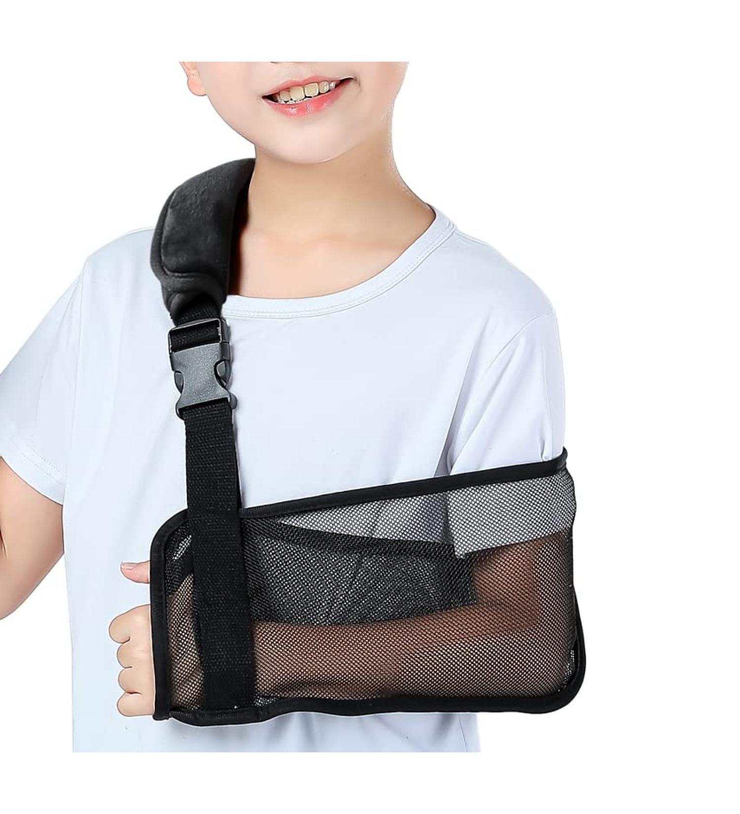 Kids Arm Sling Mesh Black Shoulder Immobilizer Brace for Children with Broken Shoulder, Elbow, Arm, Wrist Injury - Pediatric Toddler Girls Boys - Left/Right - Buy Online on GoSupps.com