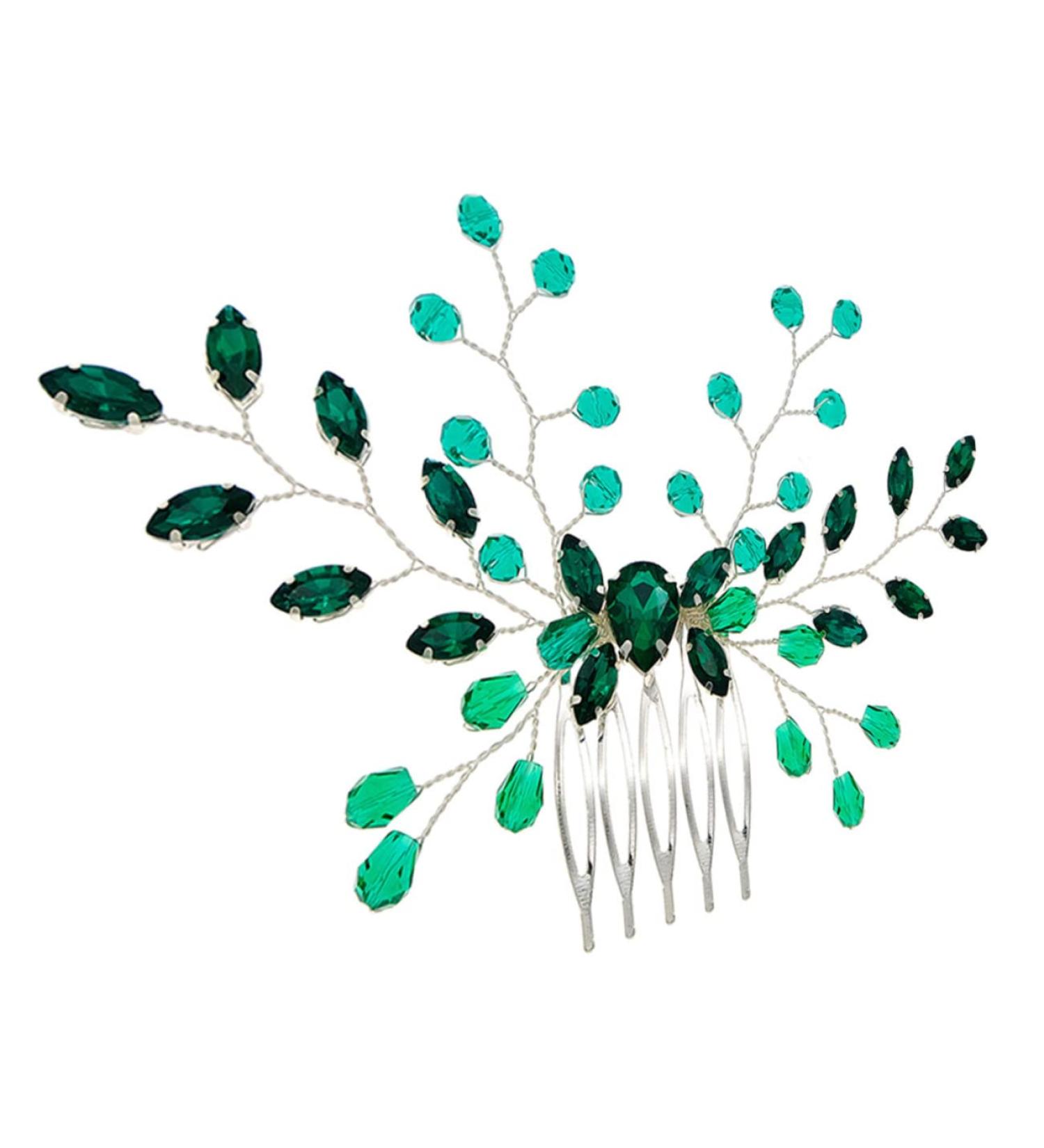 Didiseaon Green Hair Comb for Girls Formal Hair Accessories for Women Bridal Hair Clips Rhinestone Hair Combs Hair Accessories for Girls Hair Topper Bride Crystal Simple Decorate - Buy Online on GoSupps.com