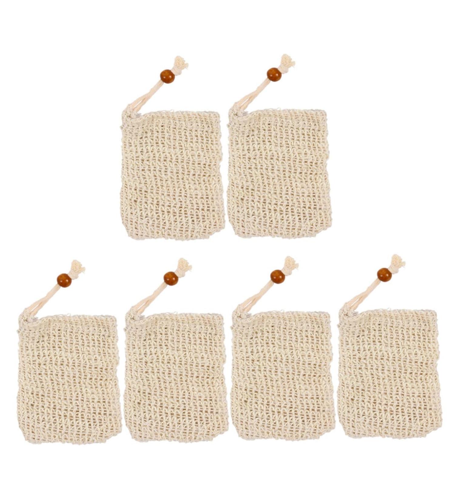 Healeved 6pcs Handmade Soap Storage Bag Drawstring Soap Bag Natural Loofa Mesh Soap Bag Sisal Soap Bag Shower Foaming Mesh Exfoliating Loofah Pouch Toilet Bath Plant Mesh Bag Cotton Linen - Buy Online on GoSupps.com