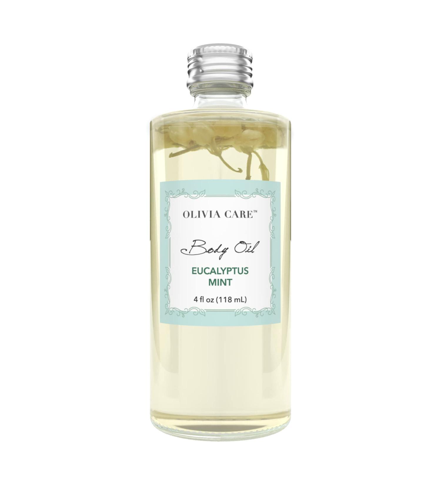 Olivia Care Eucalyptus Mint Body Oil - Vegan & Natural Hydrating Moisturizer with Vitamin E, K, and Omega Fatty Acids - Refreshing Fragrance for Dry Skin & Anti-Aging - Buy Online on GoSupps.com