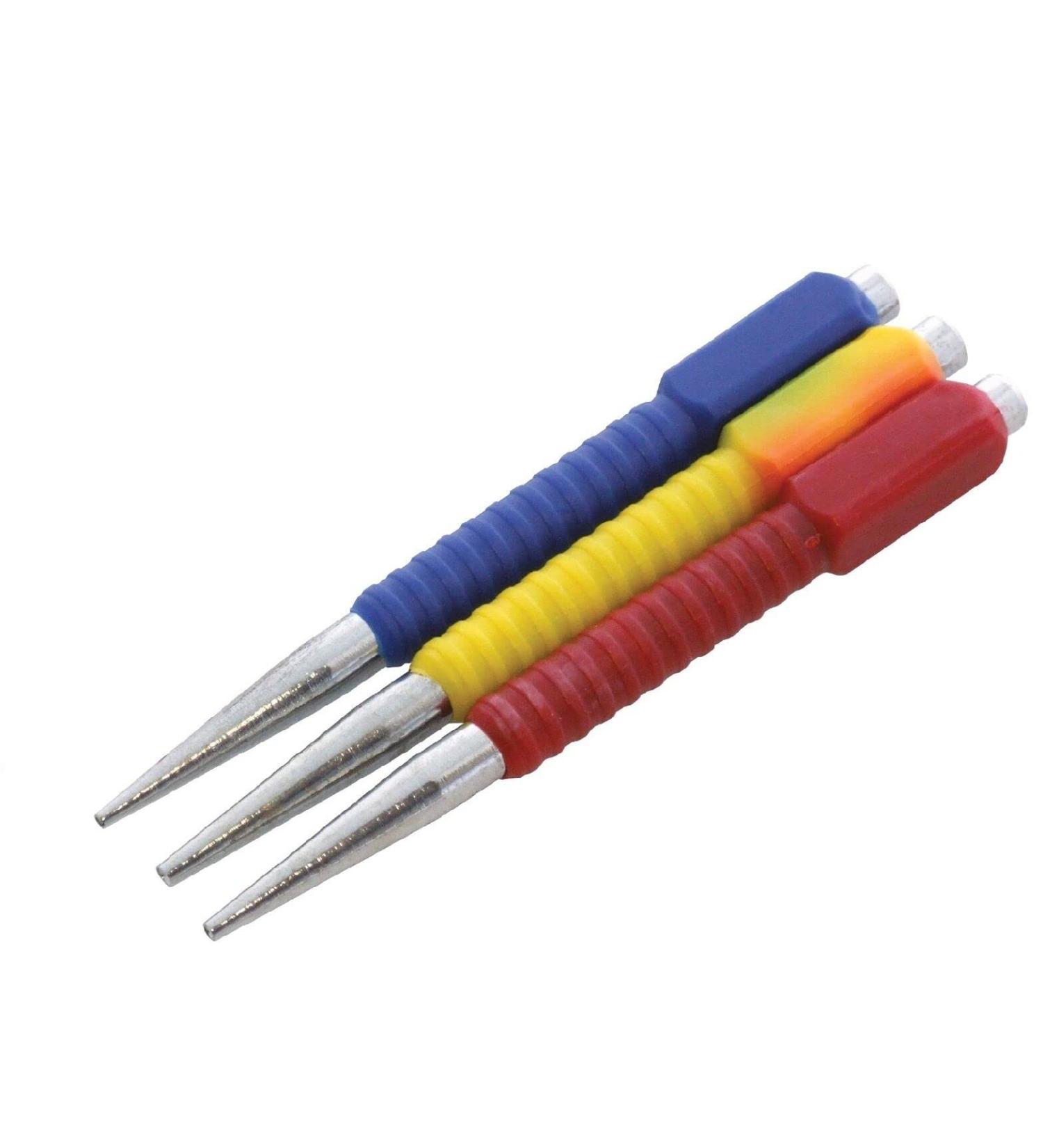 Mr Gadget Solutions 3pc Color Coded Nail Punch Set 1/32'' 1/16'' 3/32'' 1.5/2/3mm Bright & Panel Pins - Buy Online on GoSupps.com
