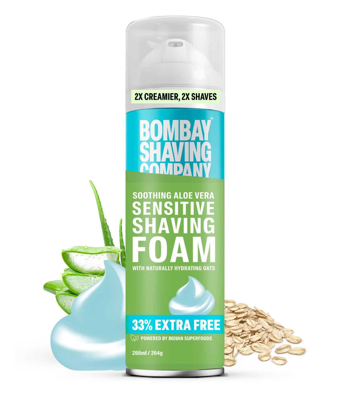 Sensitive Shaving Foam with Aloe Vera & Oats - 33% Extra 266 ml | Pack of 1 - International Shipping Available - Buy Online on GoSupps.com