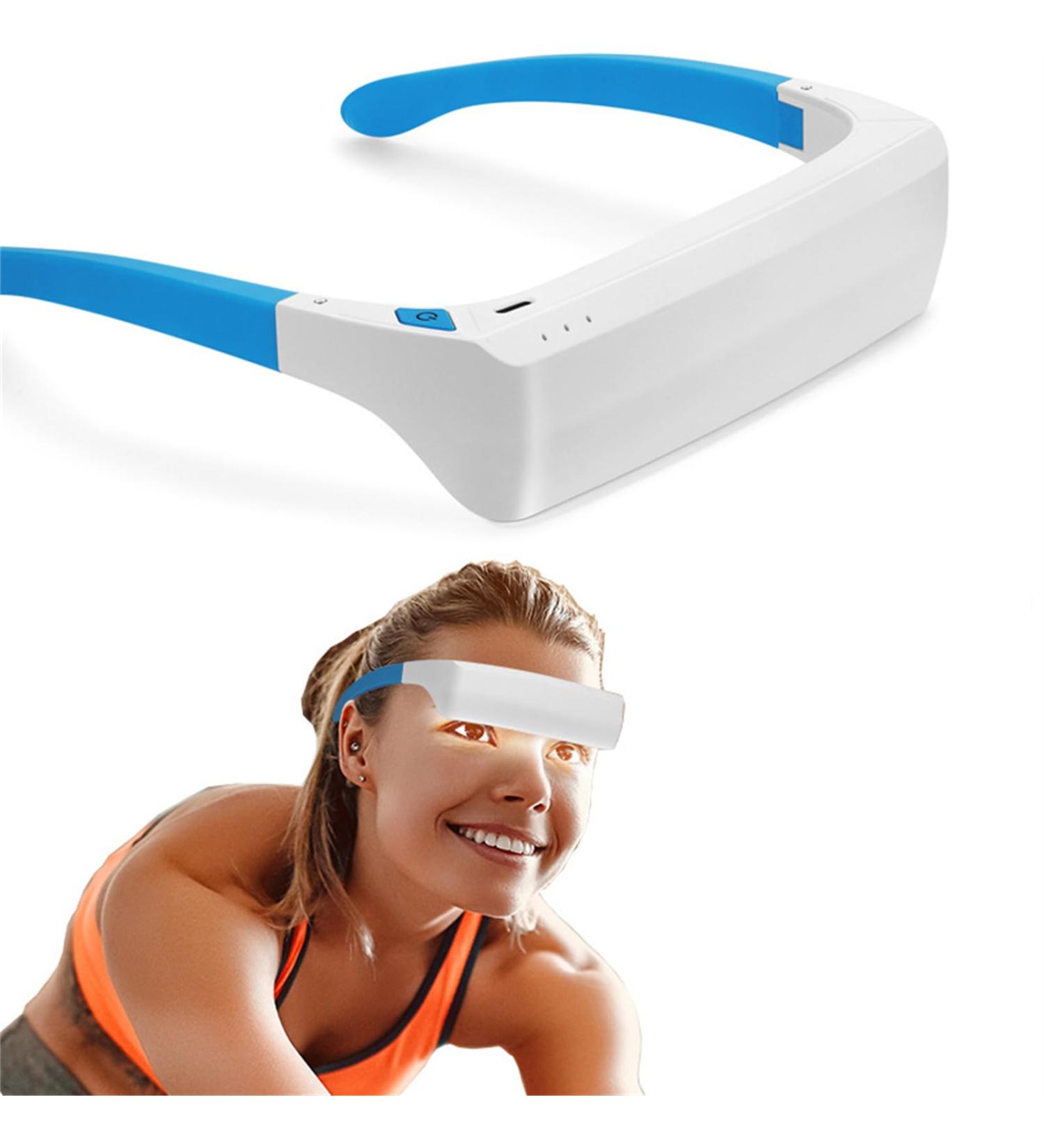 Light Therapy Glasses Wearable UV-Free Blue White LED Light Therapy Happy Lamp Goggles Natural Relief for Good Sleep Boost Energy and Jet Lag - Buy Online on GoSupps.com