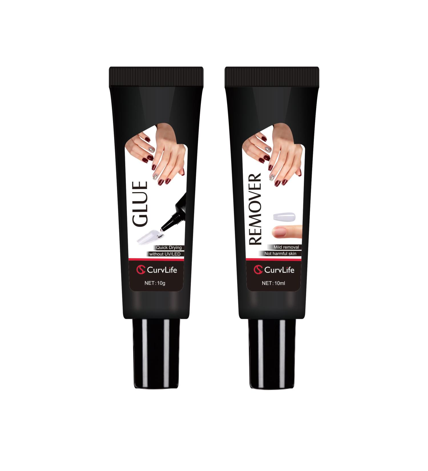 Newly Upgraded Quick Drying Nail Glue & Remover Kit - Long Lasting Press On & Fake Acrylic Nails - No UV Lamp Needed - Buy Online on GoSupps.com