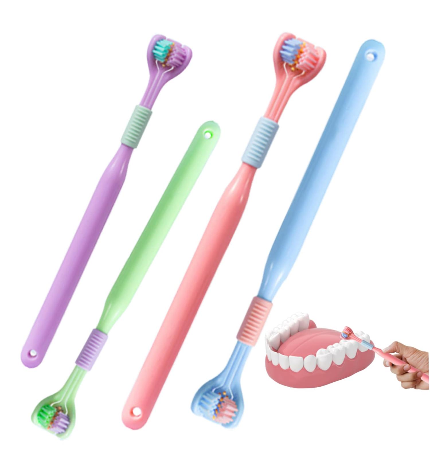 Buy 4PC Manual Toothbrush Set - 3 Page Bristle Path for Complete Dental Care - International Shipping - Buy Online on GoSupps.com