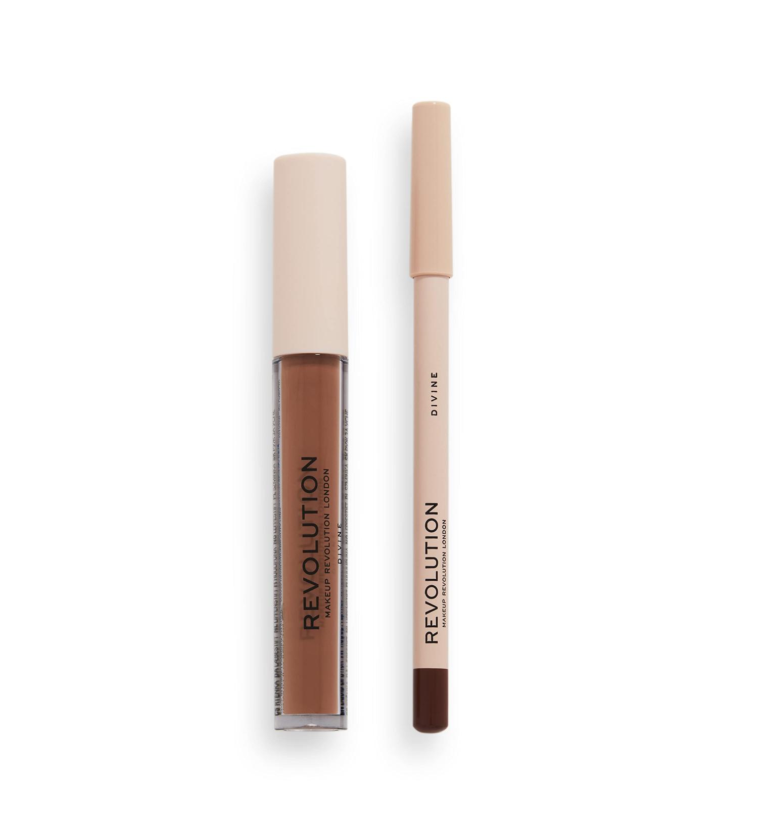 Makeup Revolution London Lip Contour Kit - Divine Lip Gloss & Liner Duo 1x1ml 1x1g - Buy Online on GoSupps.com