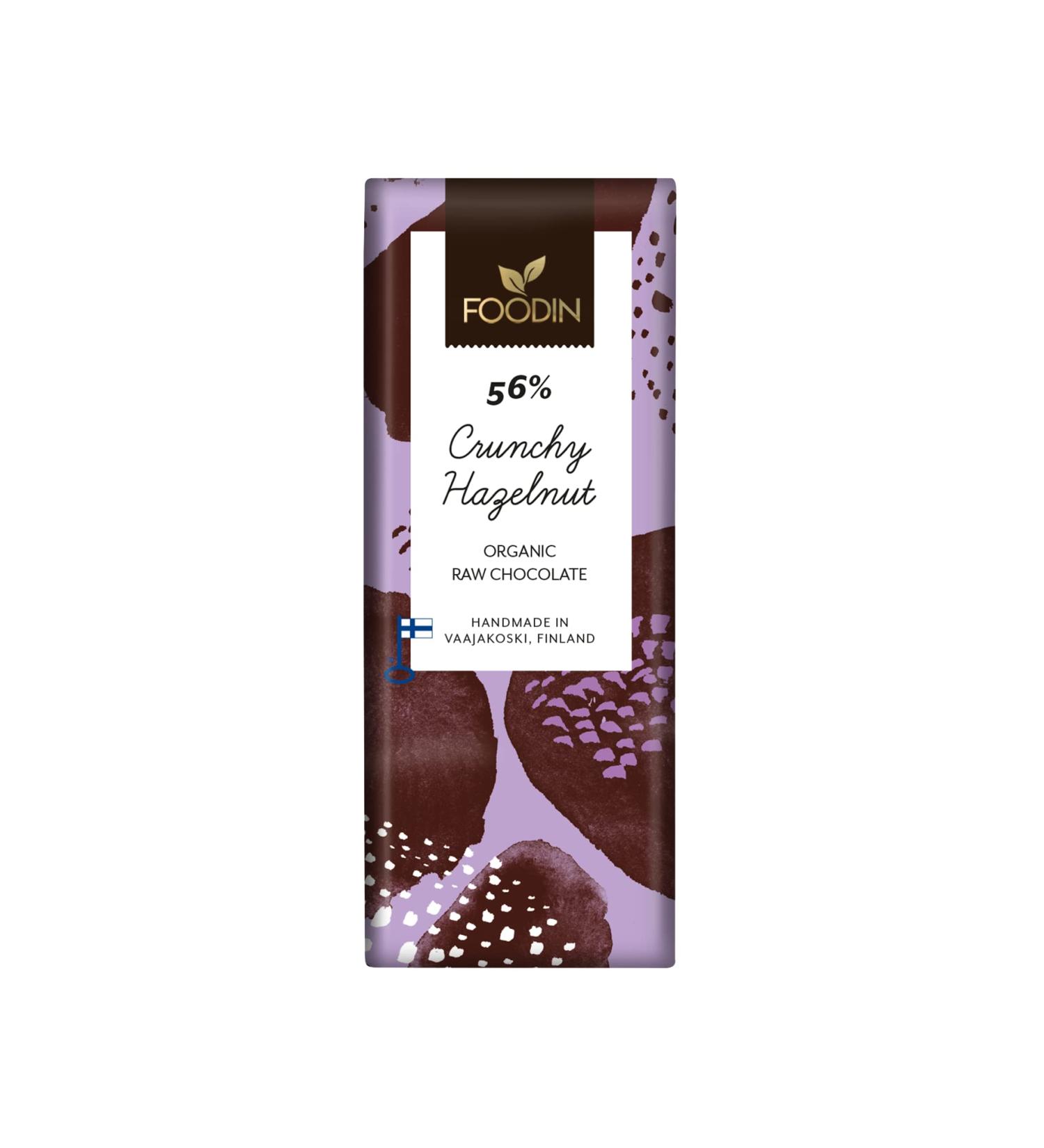 Foodin Organic Raw Chocolate Crunchu Hazelnut 54% 40g