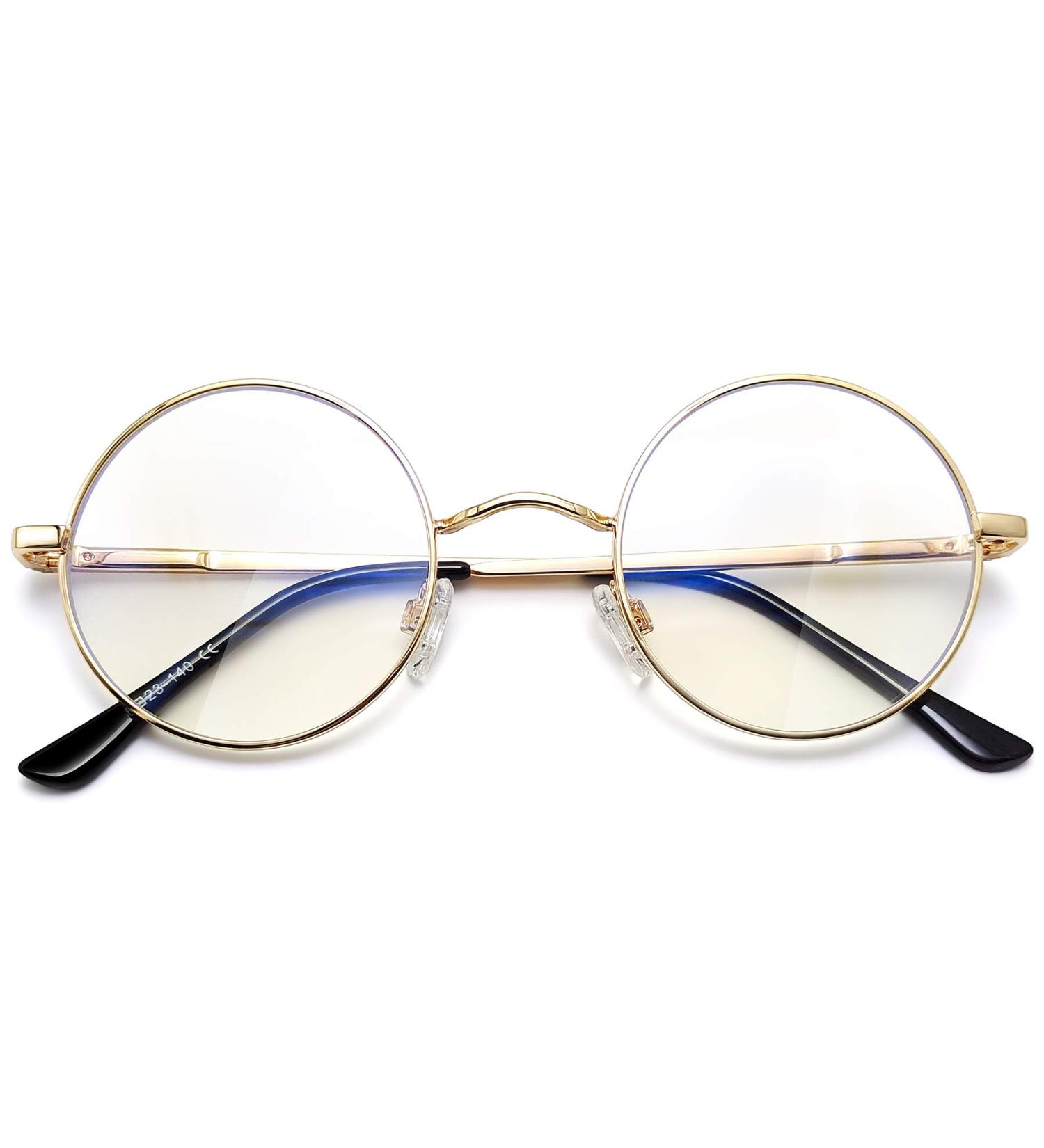 Joopin Blue Light Filter Glasses for Men - Round Metal Frame Computer & Gaming Glasses - A21 Gold-Transparent Anti-Blue Light - Buy Online on GoSupps.com