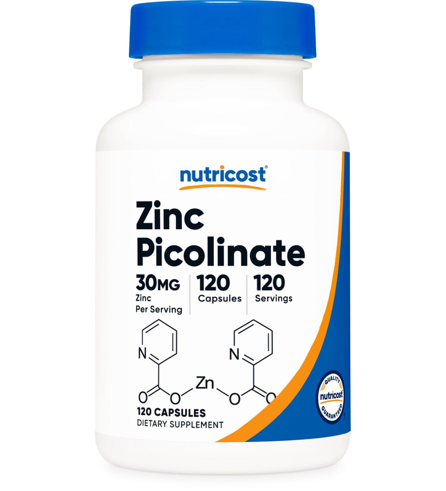 Nutricost Zinc Picolinate 30mg 120 Capsules - Gluten Free and Non-GMO 120 Count (Pack of 1) - Buy Online on GoSupps.com