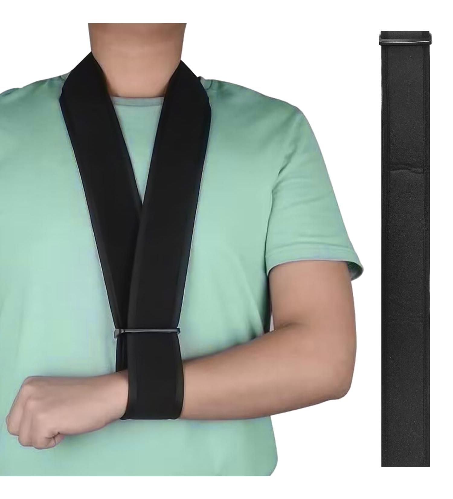 JTMKYO 1 Piece Adjustable Support Strap Neck Support Elastic Band Neck Collar Fixator Wrist Elbow Arm Sling Shoulder Strap for Men and Women (Black) - Buy Online on GoSupps.com