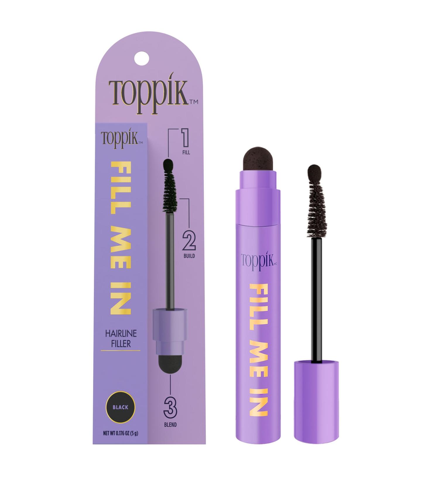 Toppik Fill Me In Hairline Filler - Hair Color Root Touchup Hair Fibers Wand for Thinning Hairline 0.176 oz (5 g) Black - International Shipping Available - Buy Online on GoSupps.com