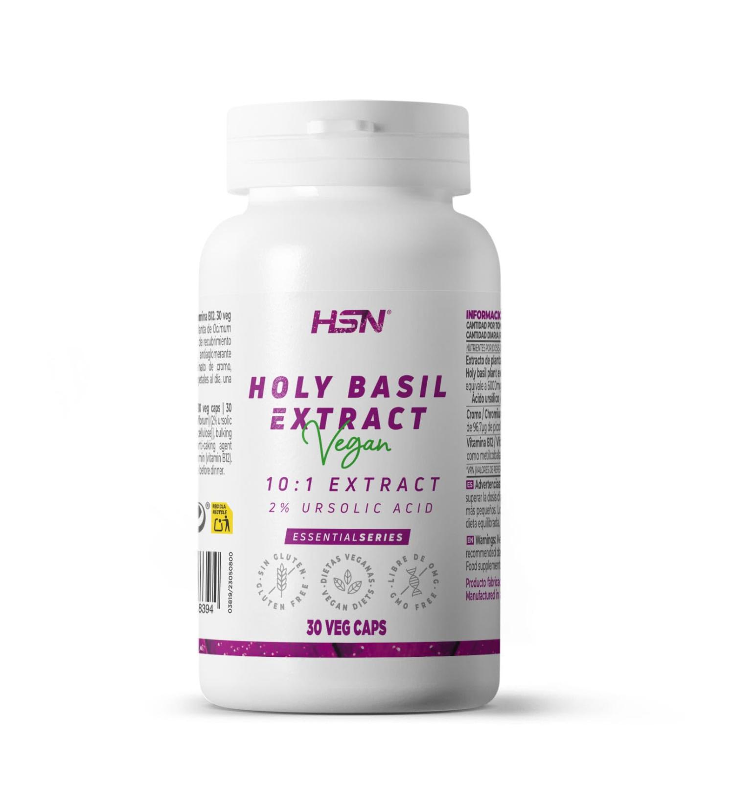  HSN Holy Basil - Holy Basil Extract - from HSN | 30 Vegetable Capsules 6000mg Plant Ocimum Tenuiflorum - 2% Ursolic Acid - High Concentration Per Daily Dose | Non-GMO Vegan Free - Buy Online on GoSupps.com
