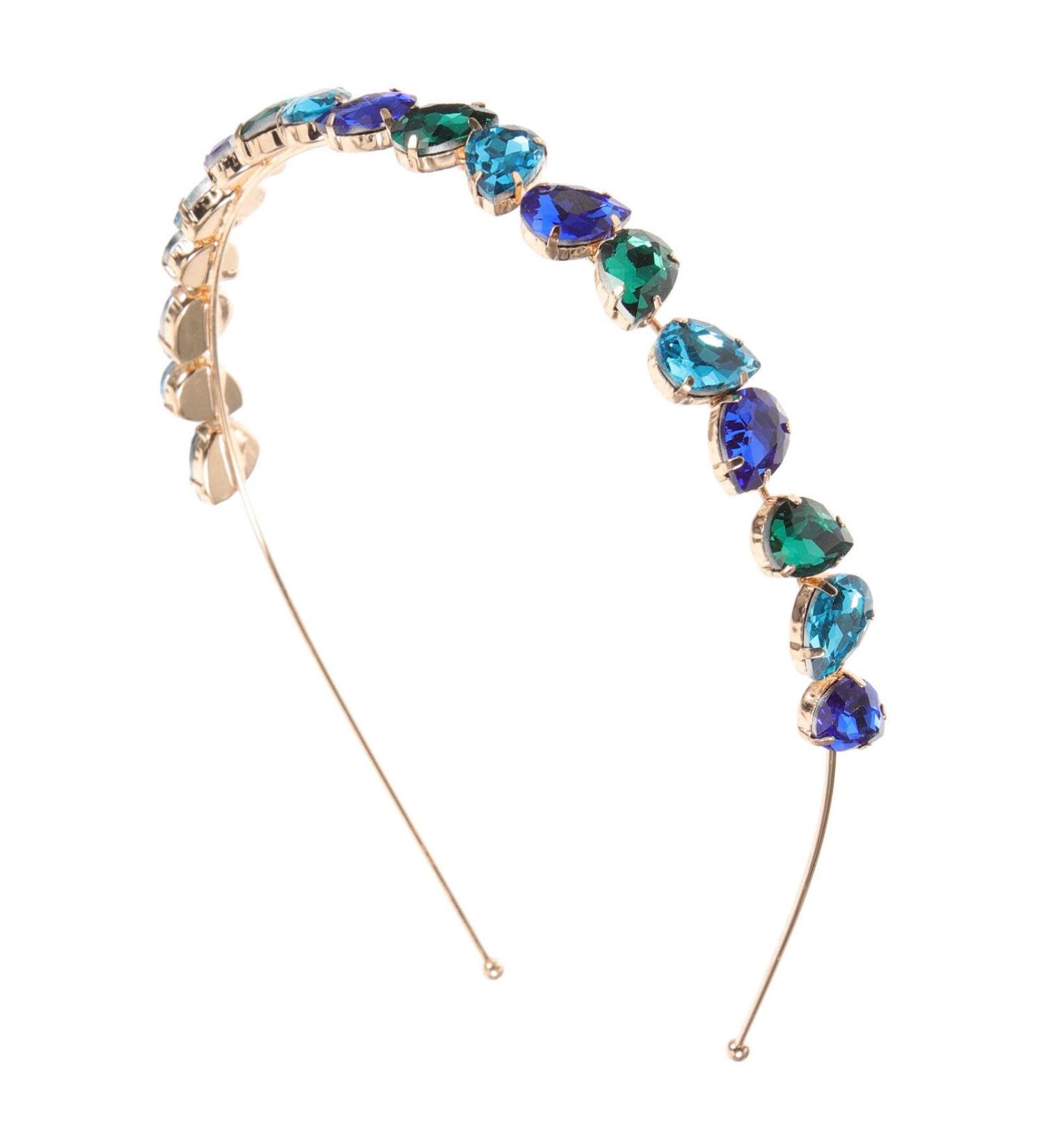 Minkissy Crystal Rhinestone Headband Anti-slip Wedding Bridal Headpieces Bling Hairbands Tiara Bridal Prom Party Hair Accessories for Women Girls (Blue Green) - Buy Online on GoSupps.com