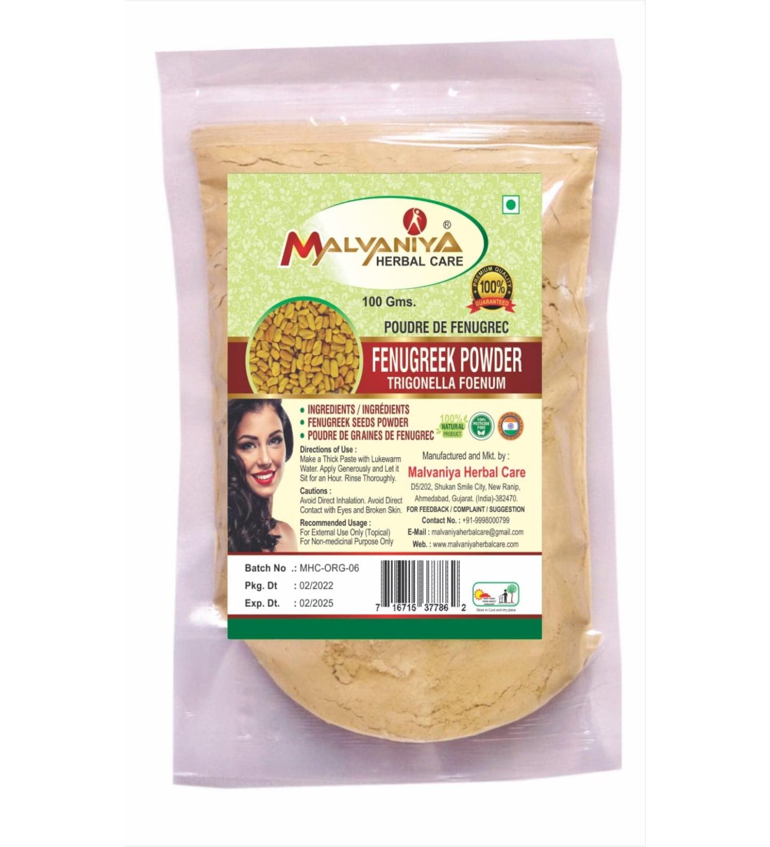 100% Natural Fenugreek Seeds Powder for LONG HAIRS NATURALLY by Malvaniya Herbal Care (100 g) (Only For External USe) - Buy Online on GoSupps.com