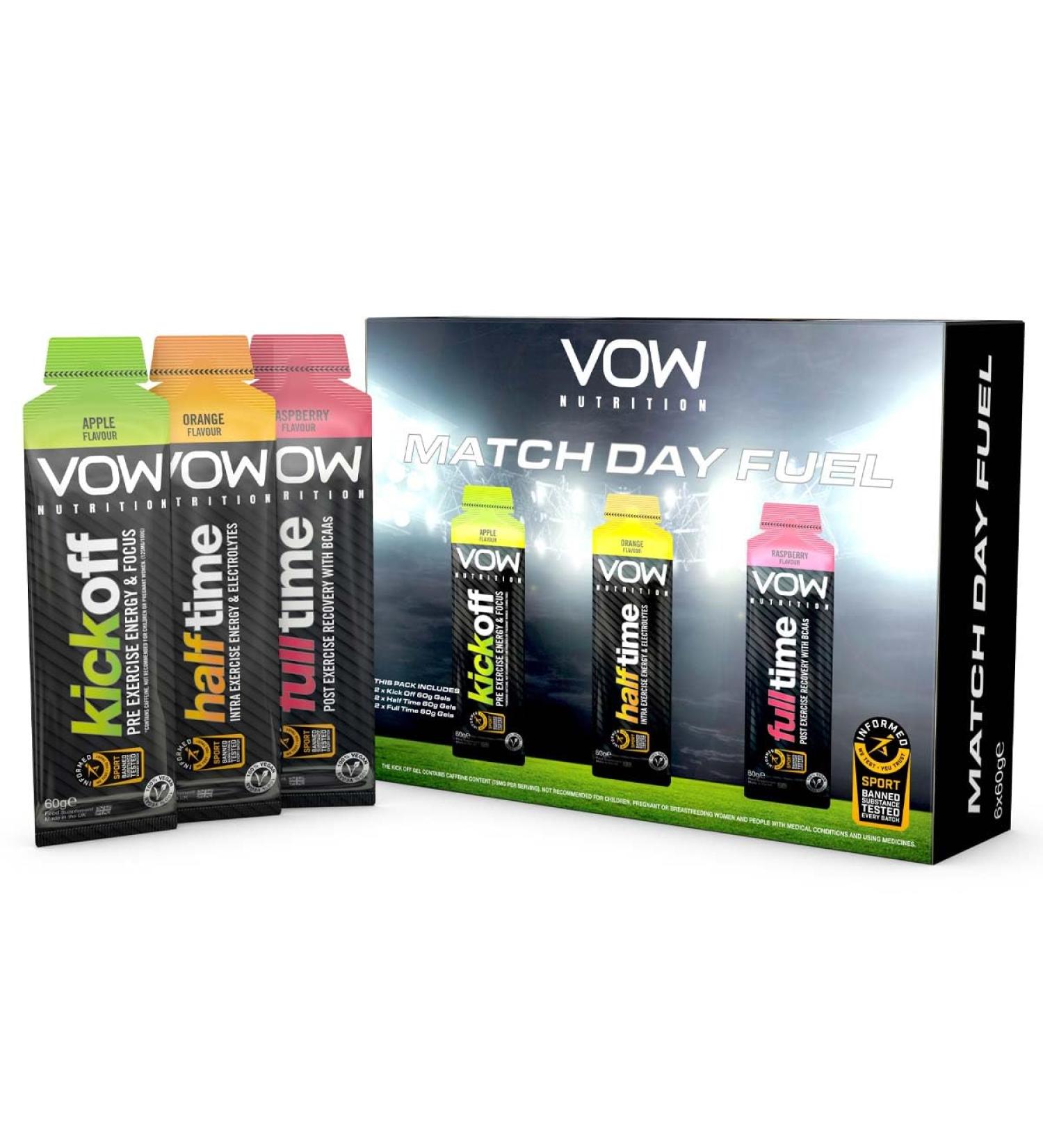 Match Day Fuel | 6 x 60g Sachet Pack of Energy Gels Kick Off Focus Half Time Hydration Full Time Recovery Informed Sports Approved - Buy Online on GoSupps.com