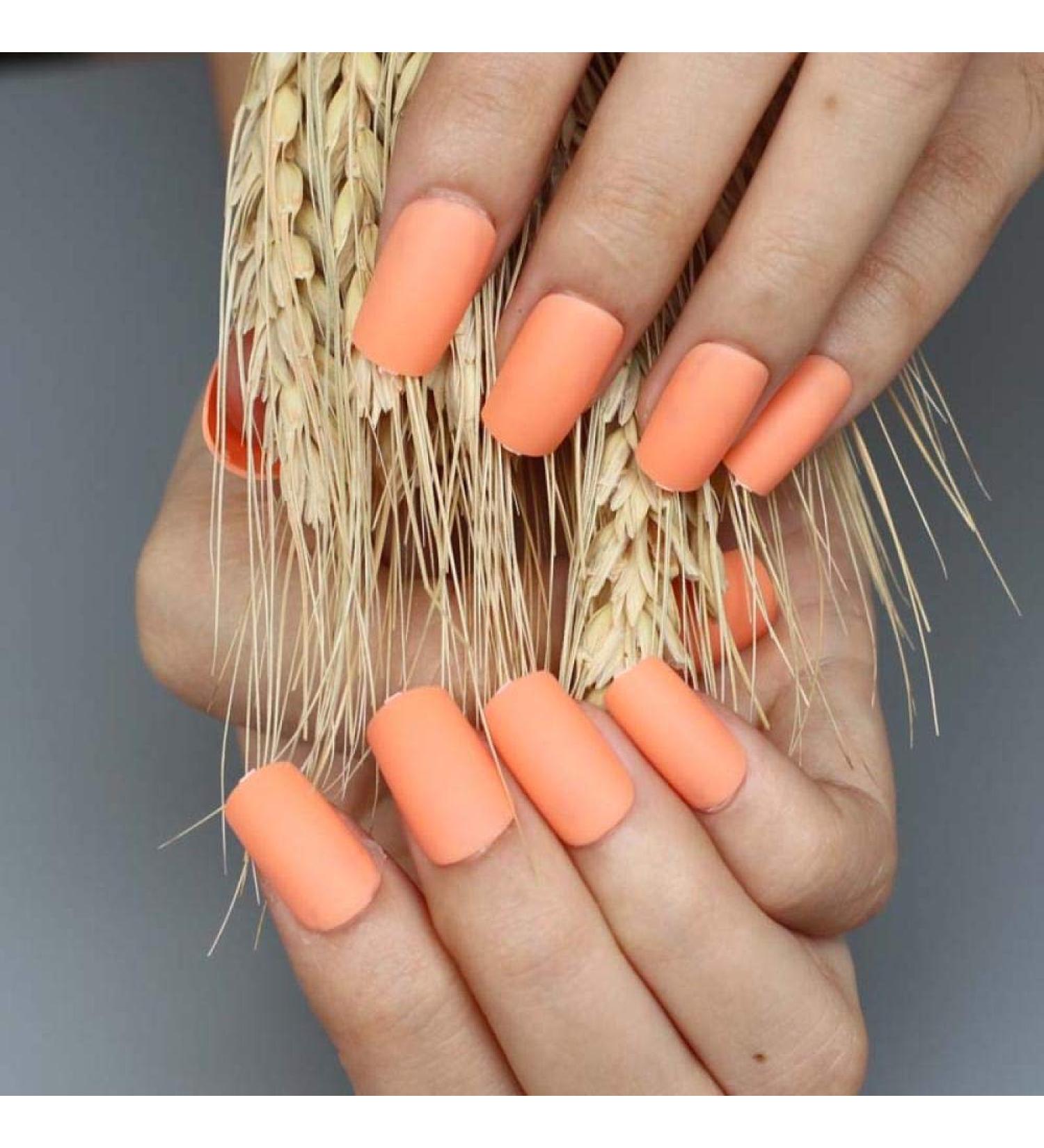 Buy HUJL 24pcs Matte Orange Artificial Nails - Trendy Short Fashion Nails for Stylish Looks - Buy Online on GoSupps.com