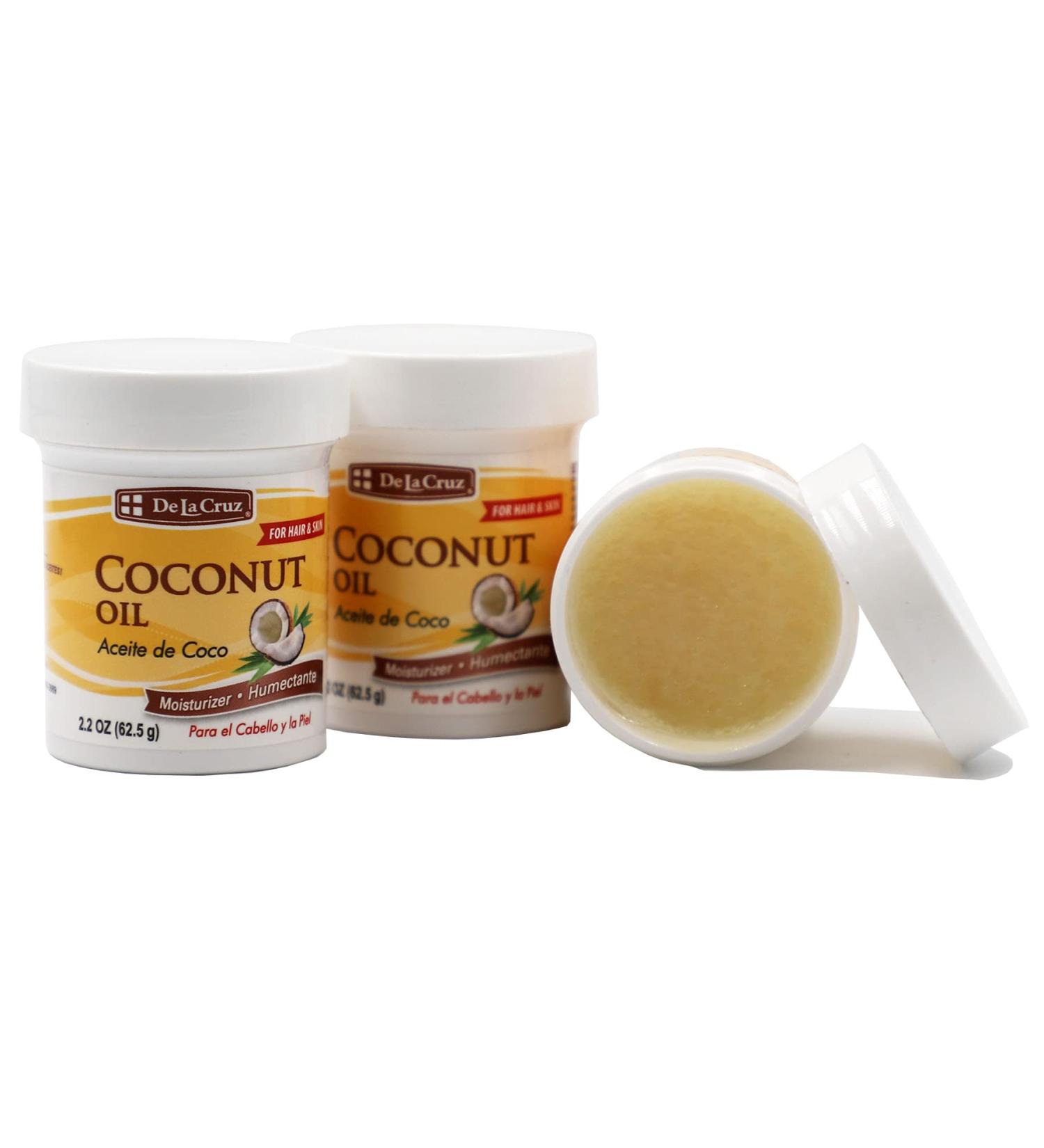De La Cruz Coconut Oil - Expeller Pressed Natural Moisturizer for Skin & Hair - 2.2oz (3 Jars) - Buy Internationally - Buy Online on GoSupps.com