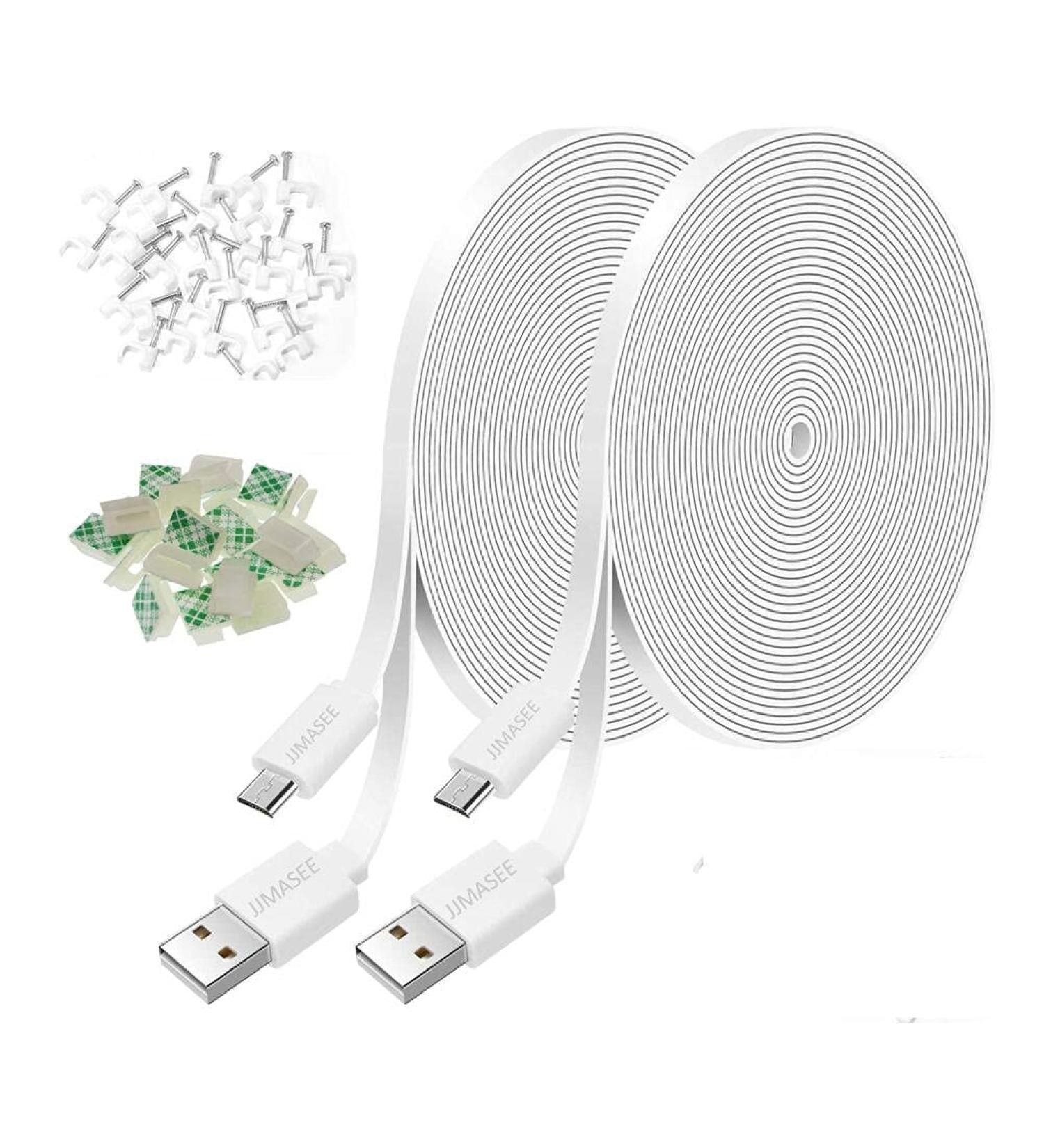 JJMASEE 2 Pack 26FT Power Extension Cable for Wyze Cam V3 WyzeCam Outdoor Arlo Essential Eufy Kasa Yi Blink Camera NestCam Indoor Micro USB Charging Cord for Security Camera(White) - Buy Online on GoSupps.com