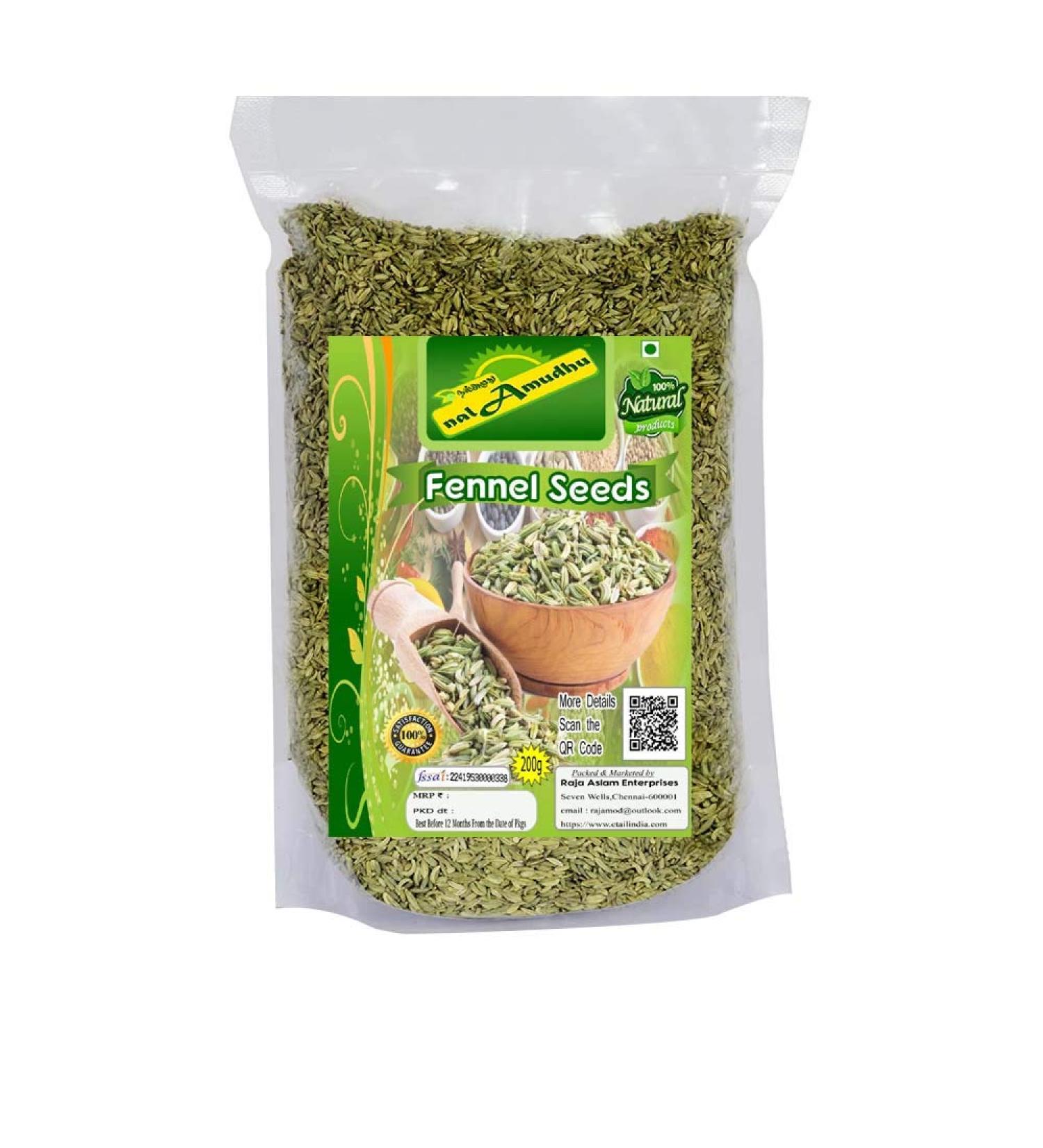 nalAmudhu Premium Fennel Seeds | Foeniculum Vulgare | Sounf | Sombu-200g - Buy Online on GoSupps.com