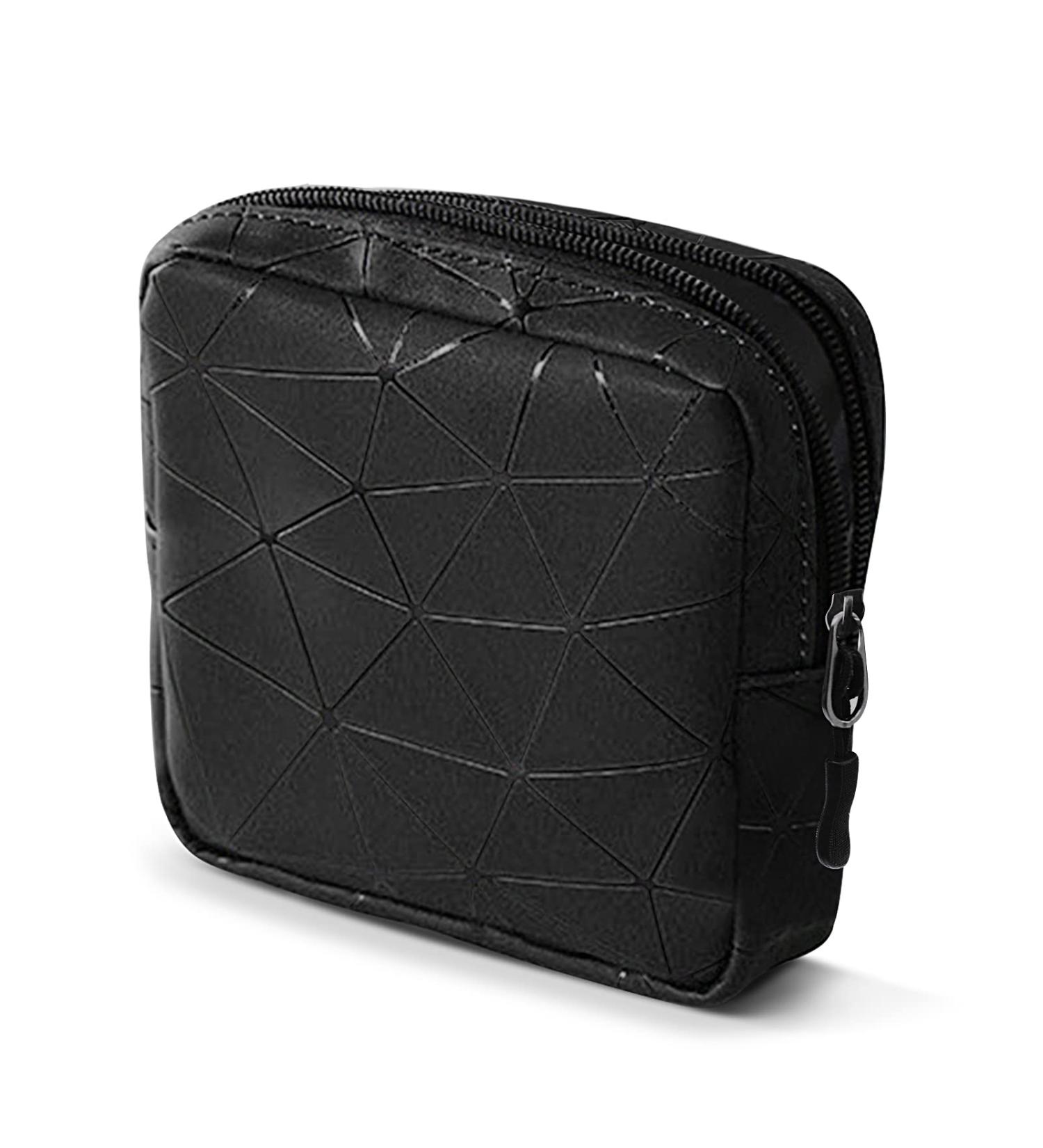 CCLEOOCOO Sanitary Napkin Storage Bag - Waterproof Leather Menstrual Cup Pouch & Makeup Wallet (Black) - Buy Online on GoSupps.com