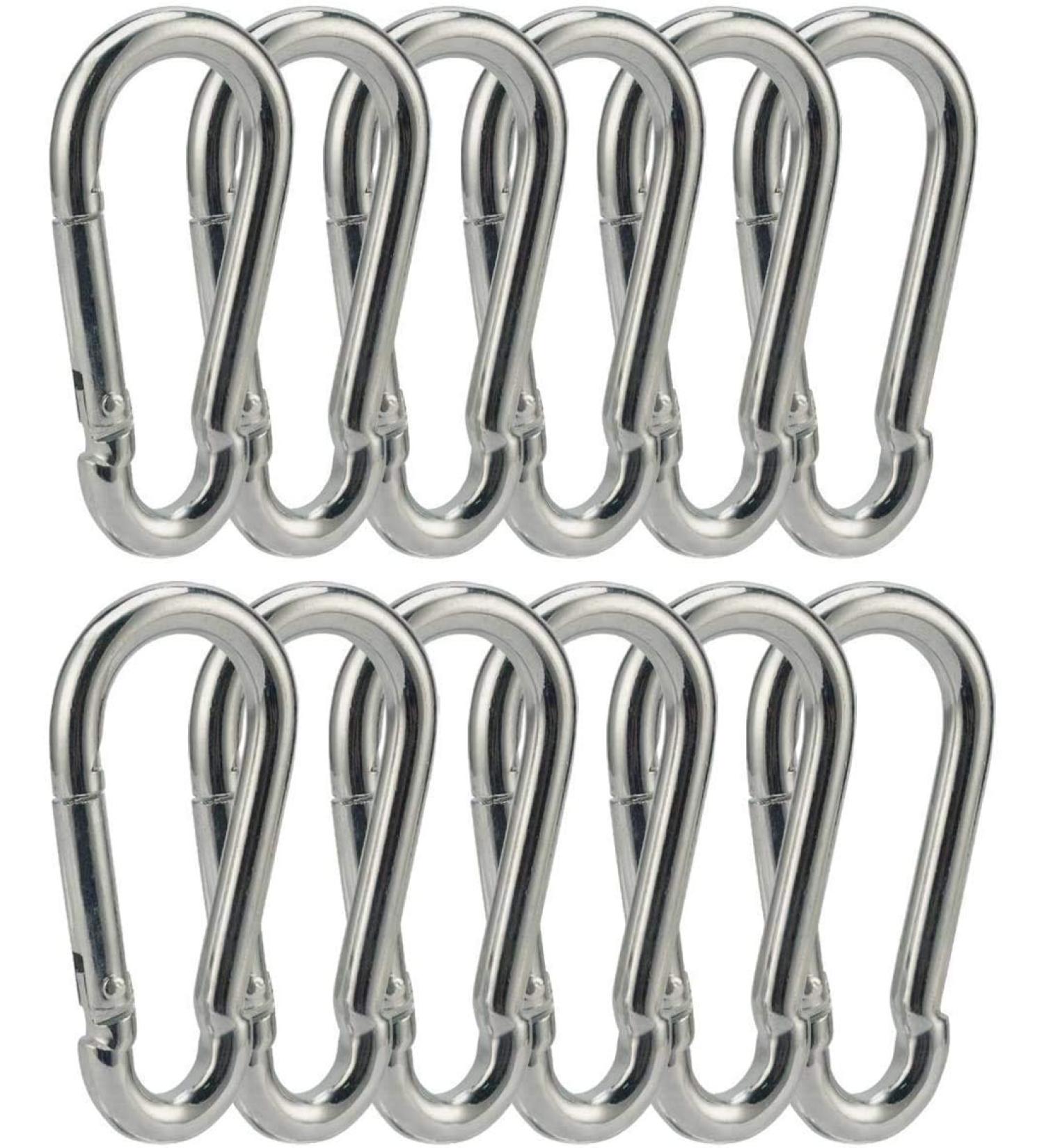 3 Inch Heavy Duty Steel Carabiner Snap Hooks - 12 Pack (8x80mm) for Hammock, Swing, Fitness, Camping, Hiking - Buy Online on GoSupps.com