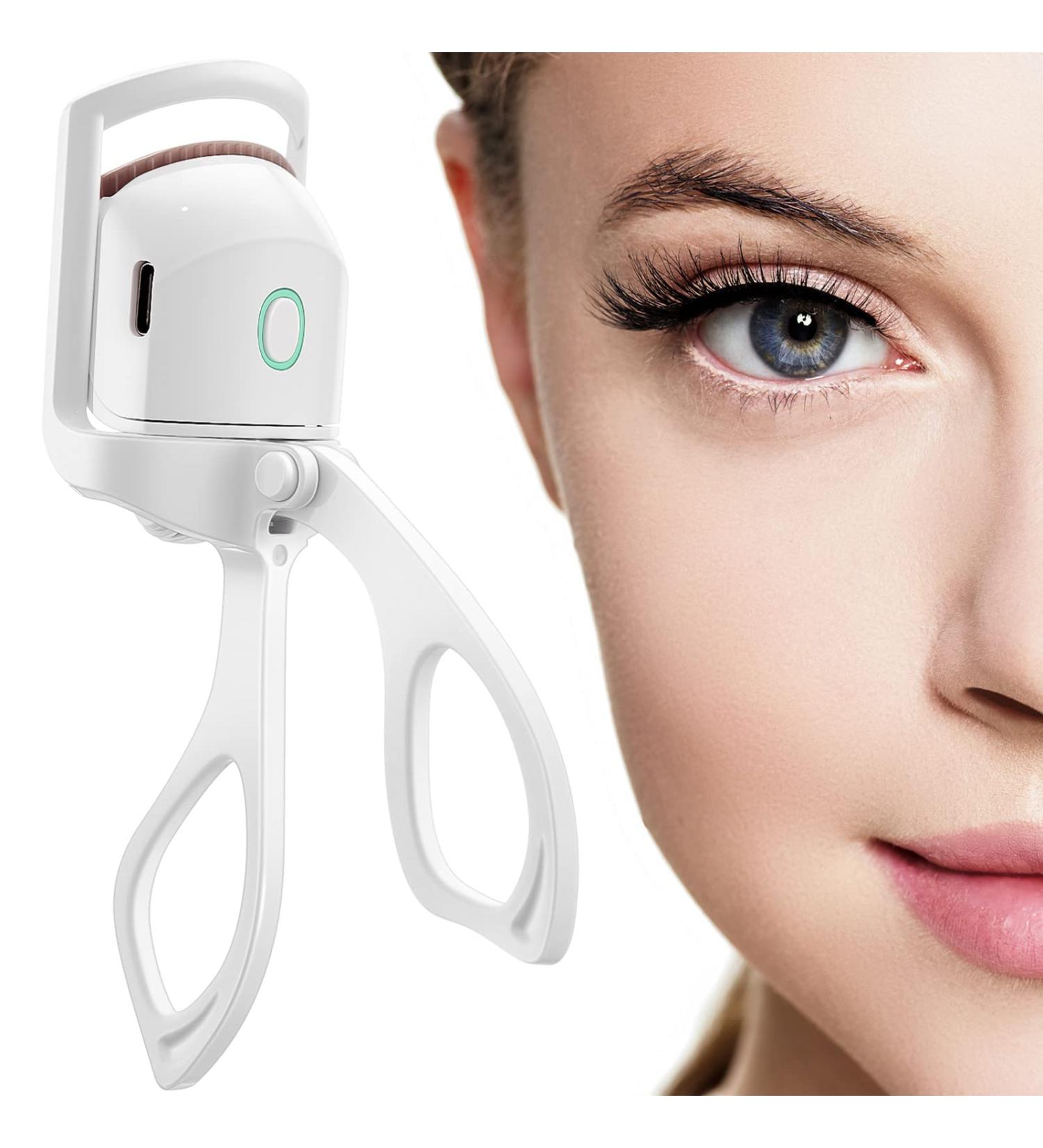 Rechargeable Heated Eyelash Curler | Handheld Electric Curler with 2 Heating Modes & Silicone Pad for Long-Lasting Curls - Ideal for Effortless Beauty (White - Buy Online on GoSupps.com