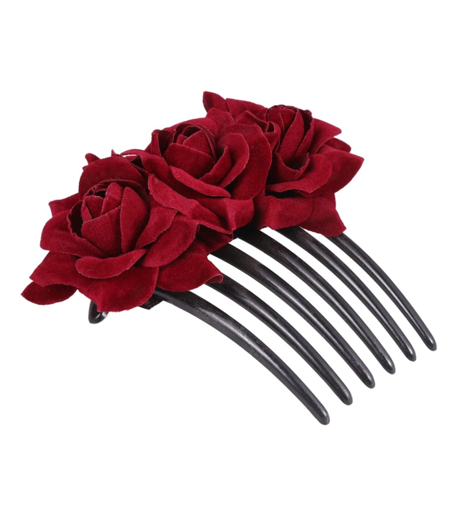 Angoily 1pc Comb Hair Clip Hair Pin Bobby Pins Black Hair Barrettes Rose Hair Black Barrettes The Rose for Women Floral Hairpin Flower Clip Blossom Rose Color Bride Flowers - Buy Online on GoSupps.com